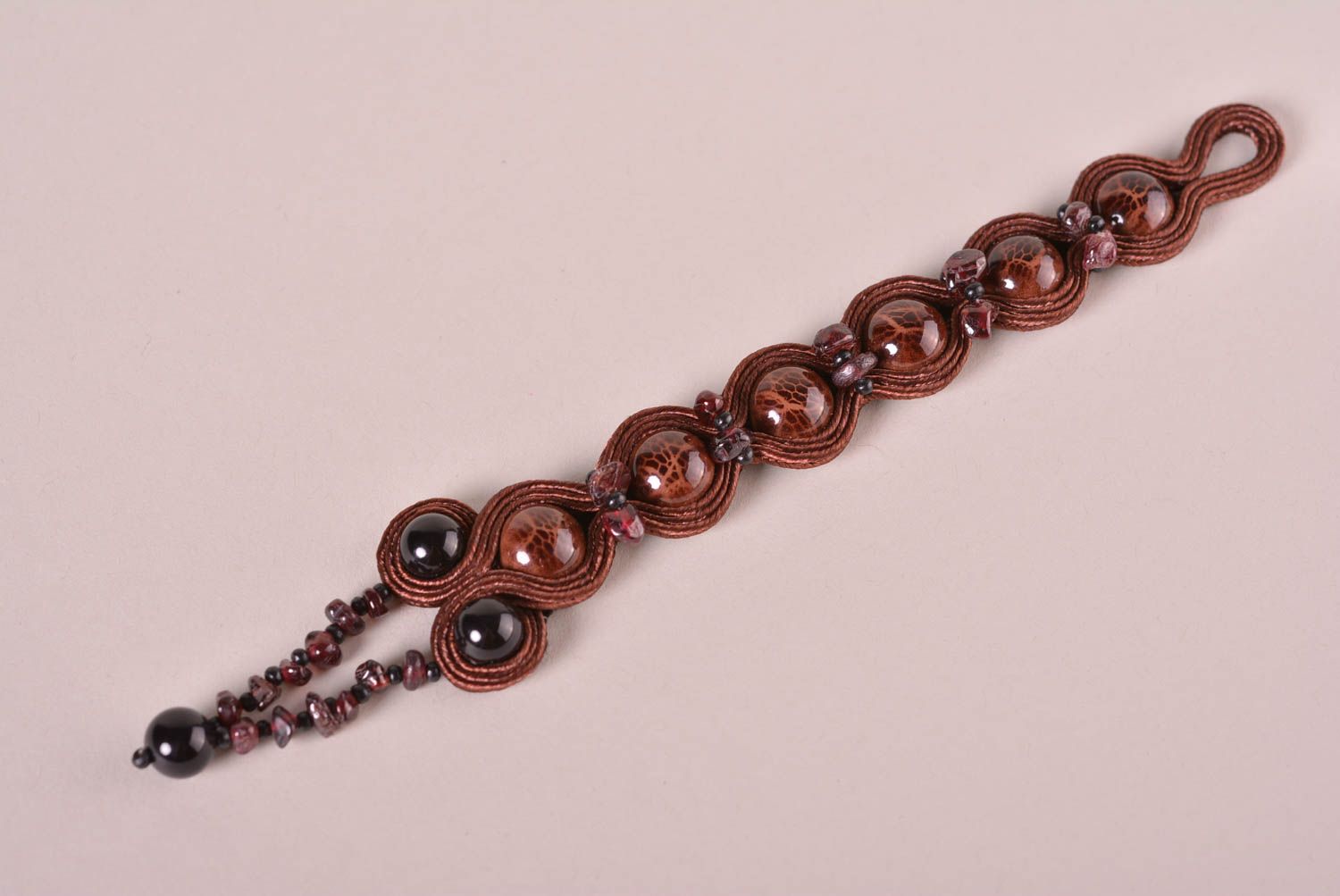 Handmade soutache bracelet gemstone bracelet designs textile jewelry for girls photo 2