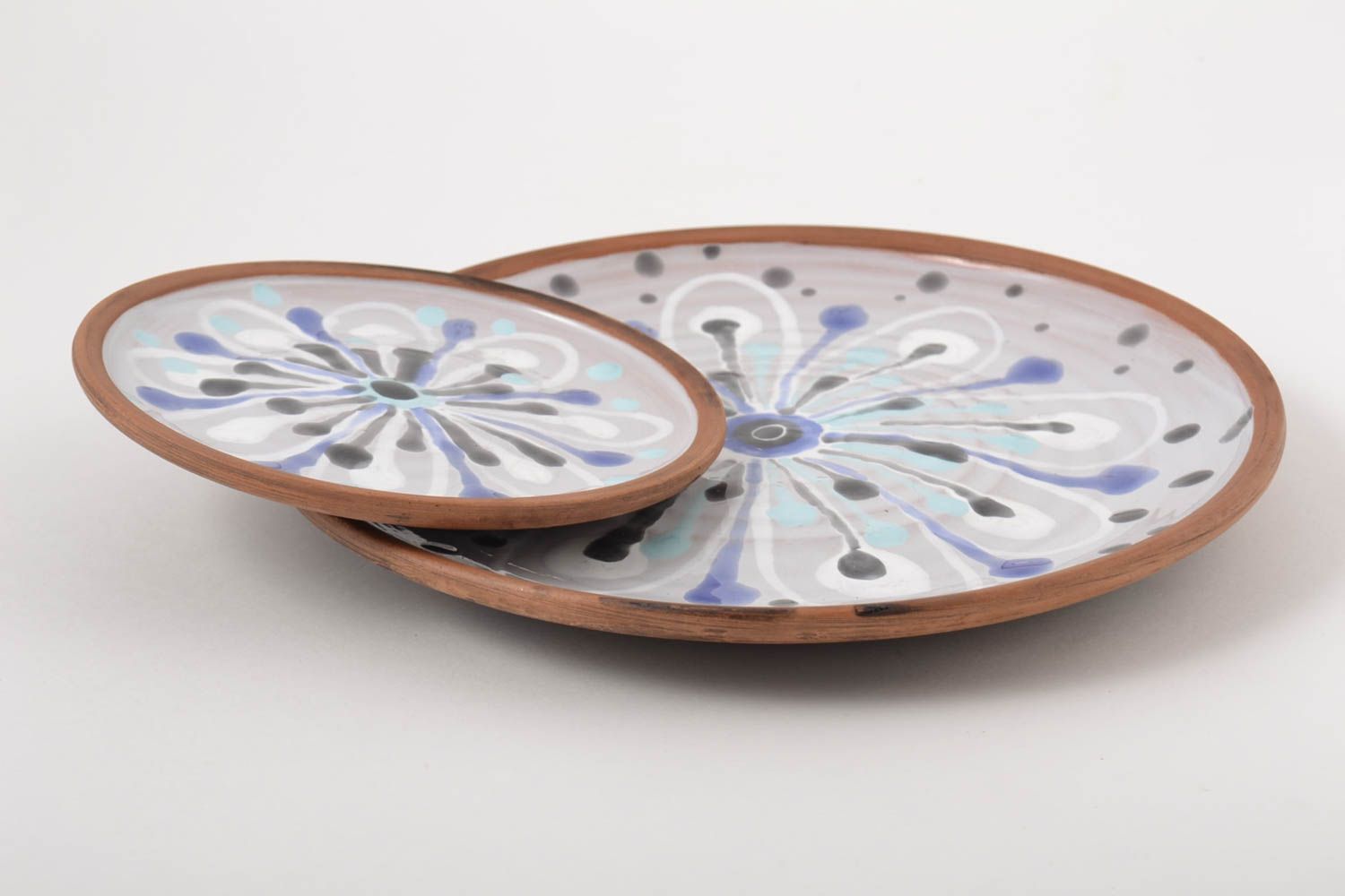 Тарелки ручной работы посуда из керамики глиняные тарелки комплект посуды 2 шт фото 3