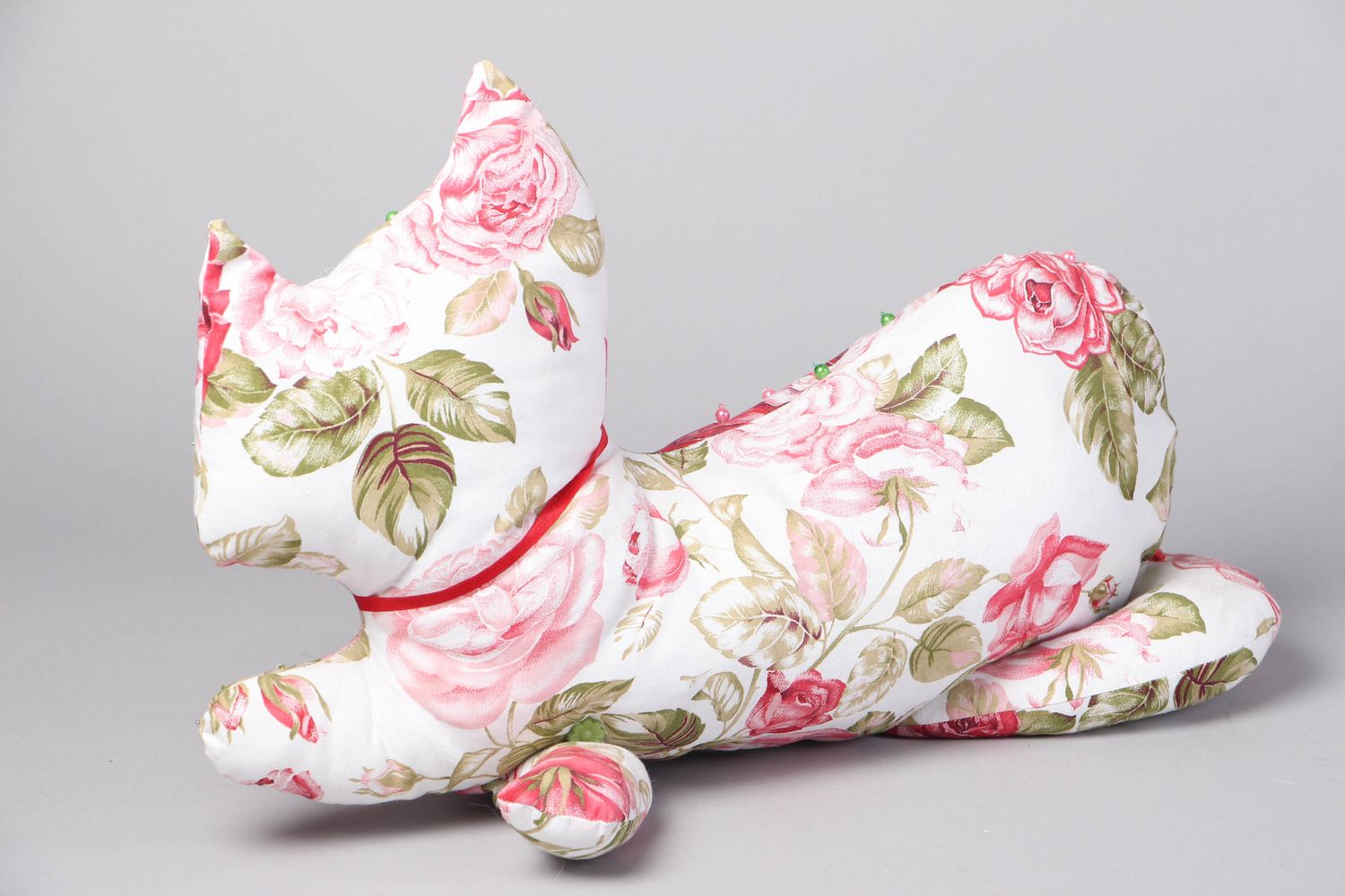 Large fabric cat with floral print photo 3