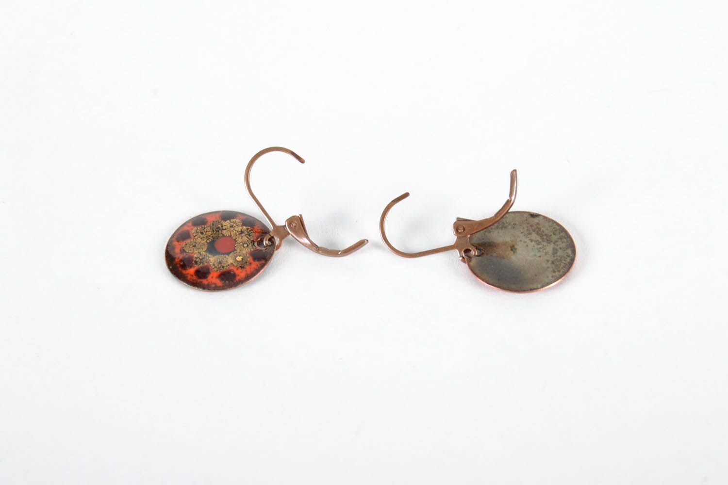 Runde Ohrringe aus Metall Kupfer  foto 2