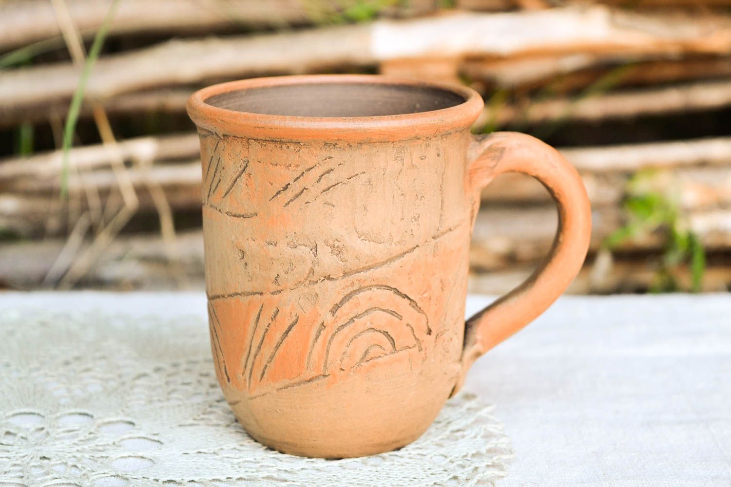 Чайная чашка ручной работы посуда для чай с росписью глиняная чашка 300 мл фото 1