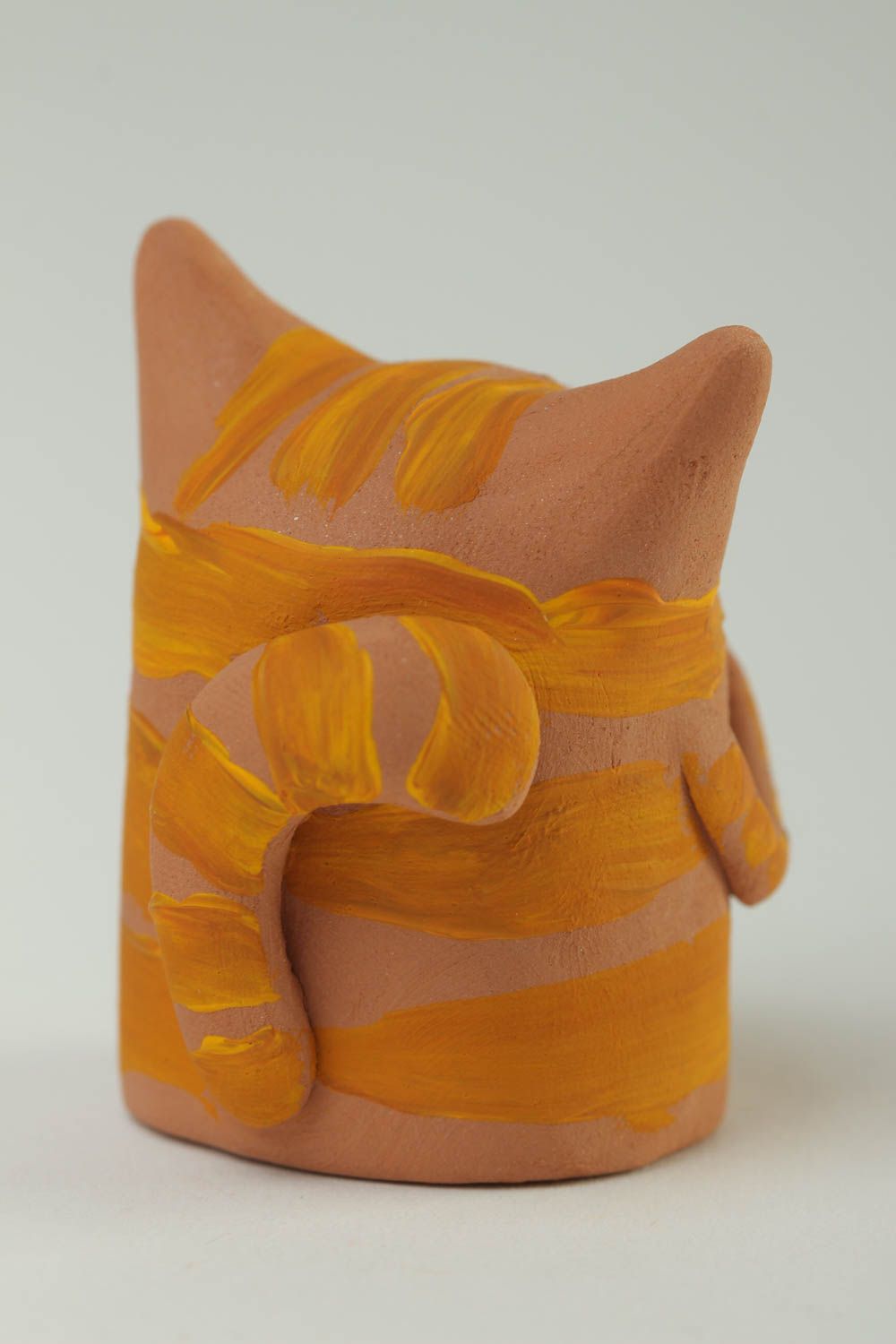 Статуэтка ручной работы глиняная статуэтка фигурка животного Коричневый котенок фото 4