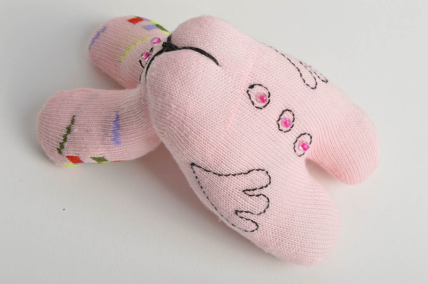 Мягкая игрушка хенд мейд для детей из ткани розовый зайчик оригинальная  фото 5