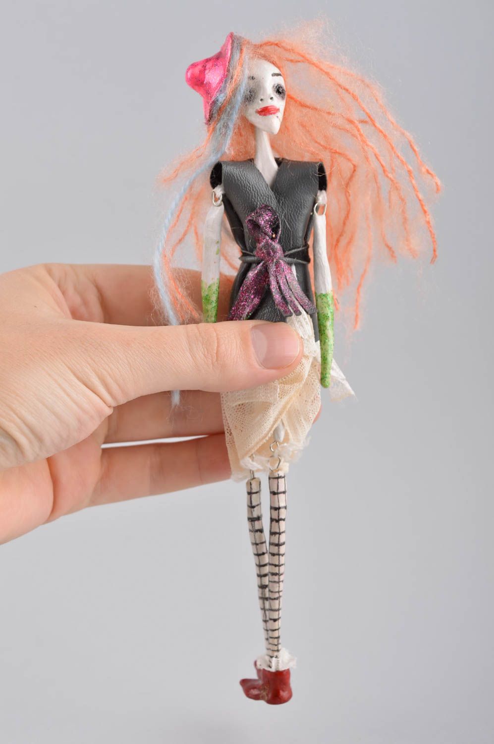 Авторская кукла игрушка ручной работы дизайнерская кукла монстрик глиняная фото 5