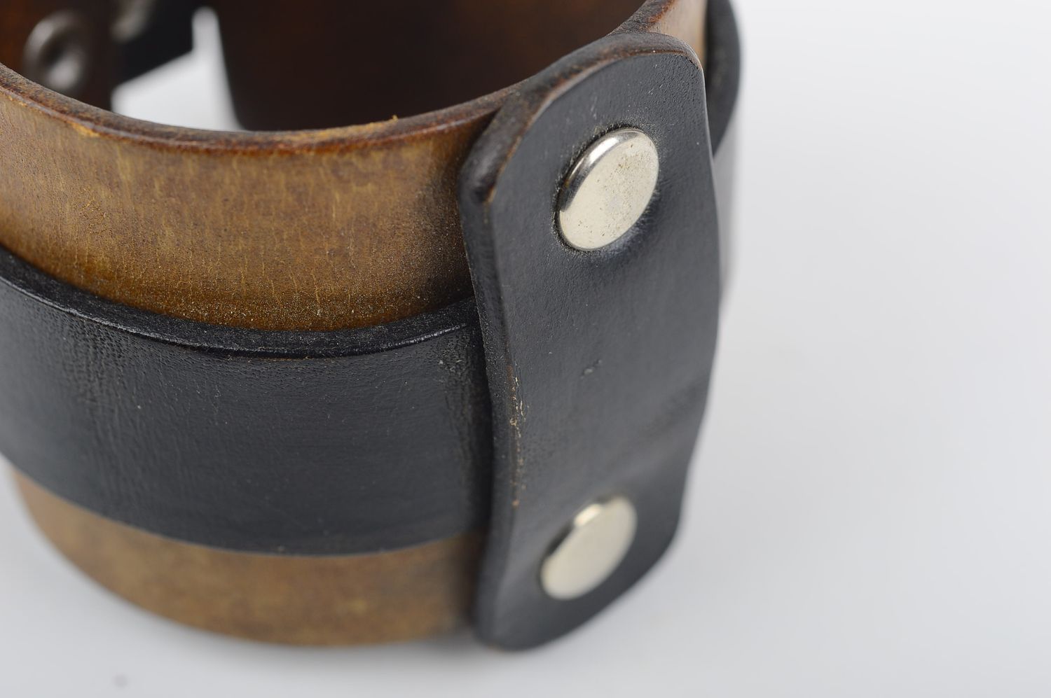 Handmade breites Leder Armband Designer Schmuck Accessoire für Frauen braun foto 4