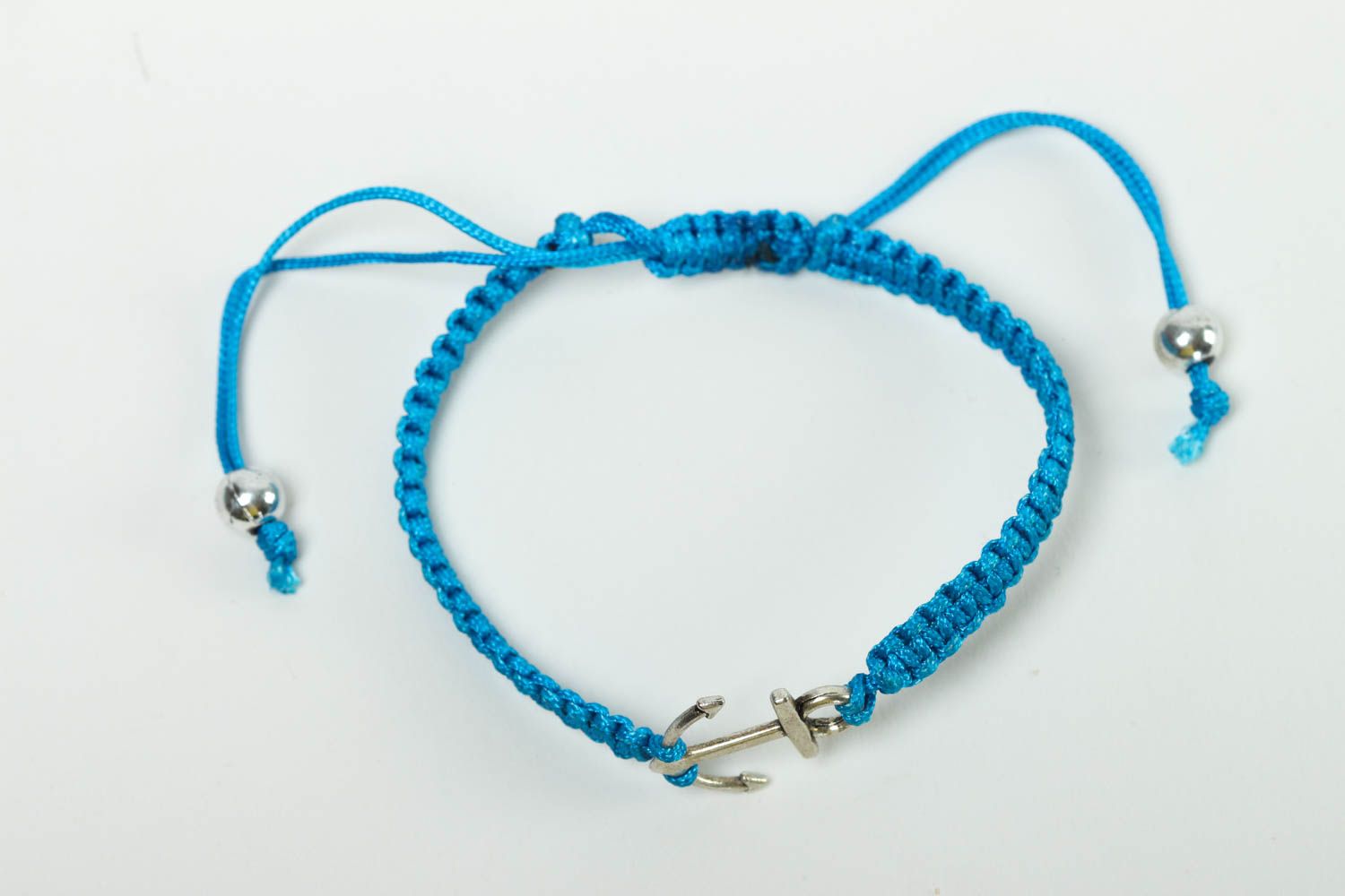 Bracelet en fils Bijou fait main bleu clair nautique fin Accessoire femme photo 2