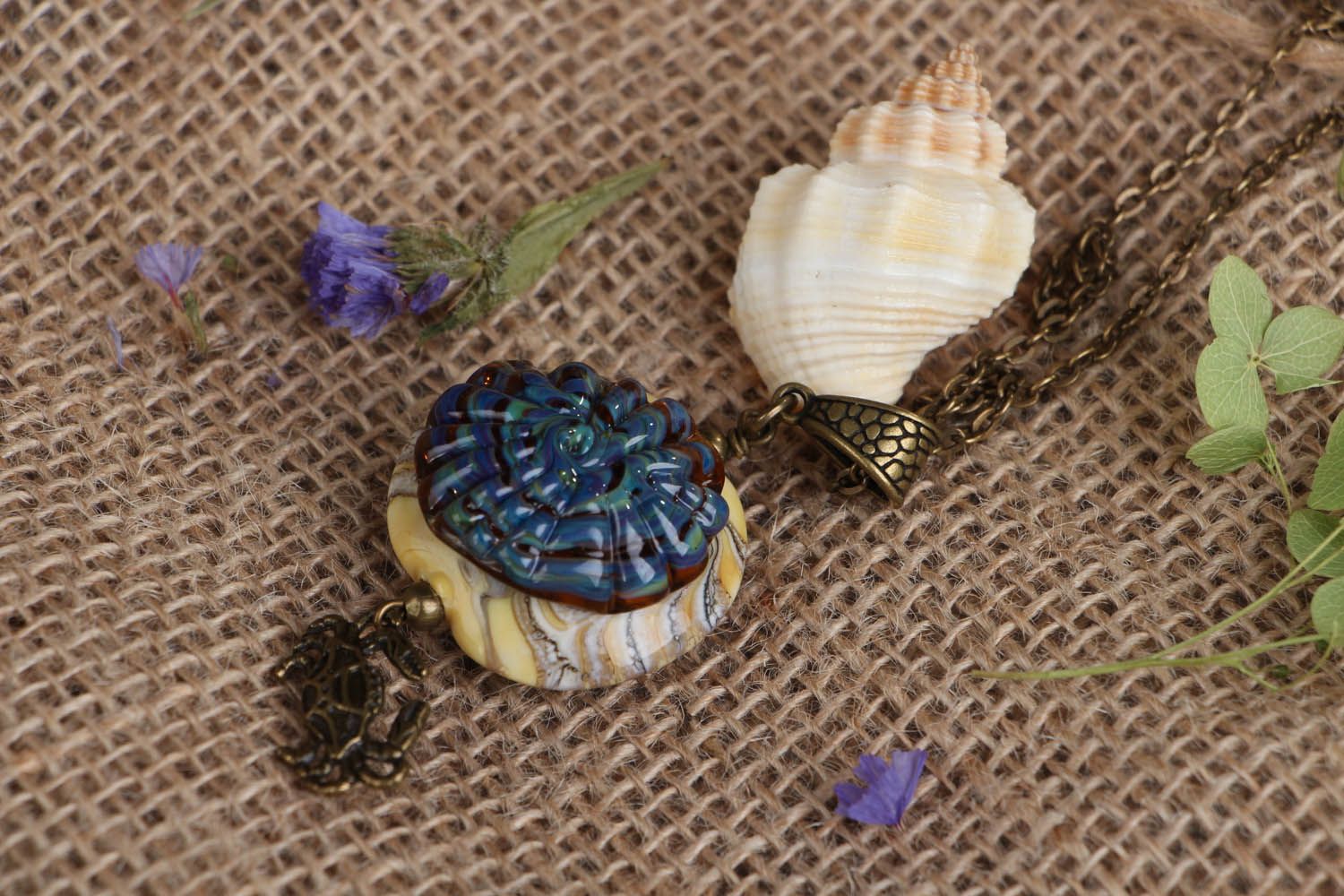 Handmade glass pendant Nautilus photo 4