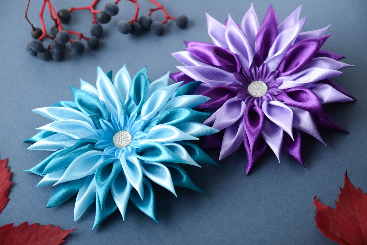 Beautiful handmade flower barrette hair clip 2 pieces trendy hair gifts for her photo 1