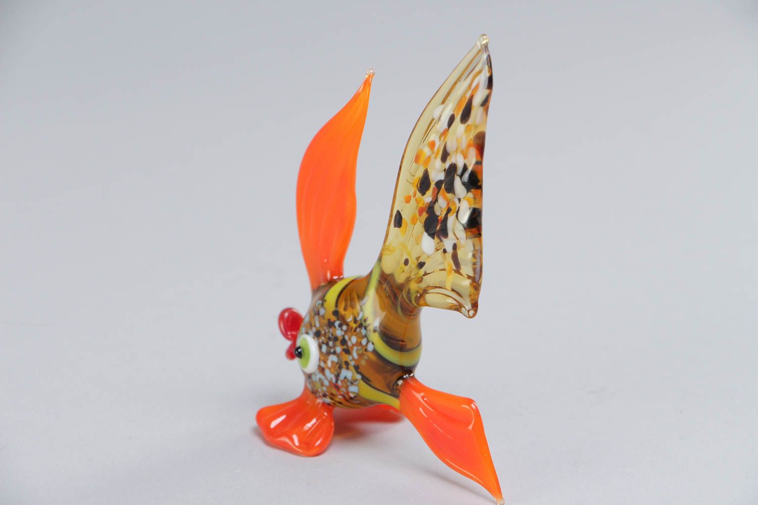 Фигурка из стекла лэмпворк рыбка золотая ручной работы красивая на подарок фото 4