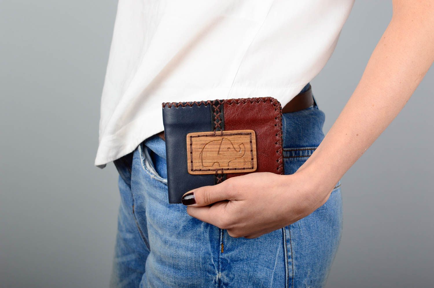 Leather unisex wallet stylish handmade accessory designer unusual wallet photo 5
