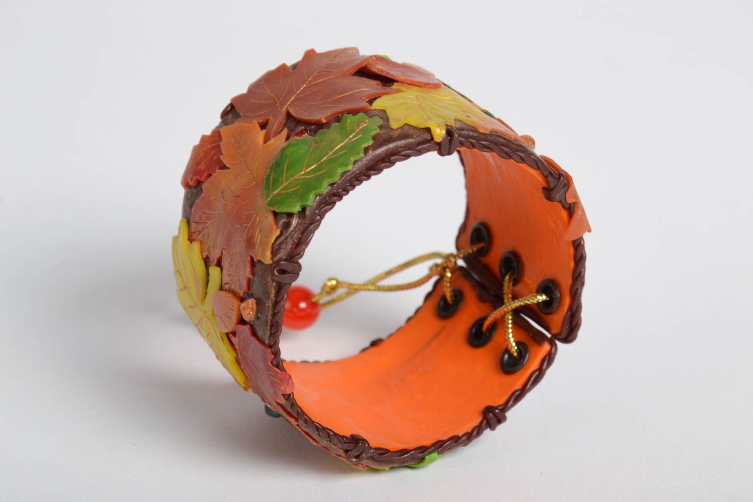 Handmade bracelet wide polymer clay bracelet plastic bracelet for women photo 5