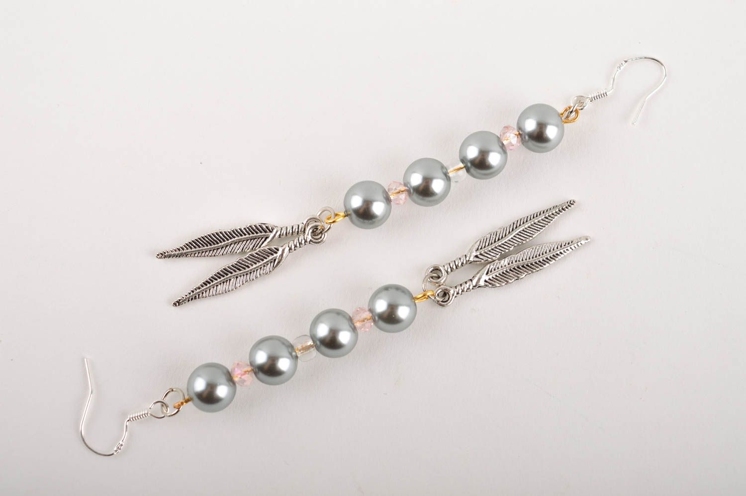 Handmade earrings with artificial pearls stylish accessories fashion jewelry photo 5