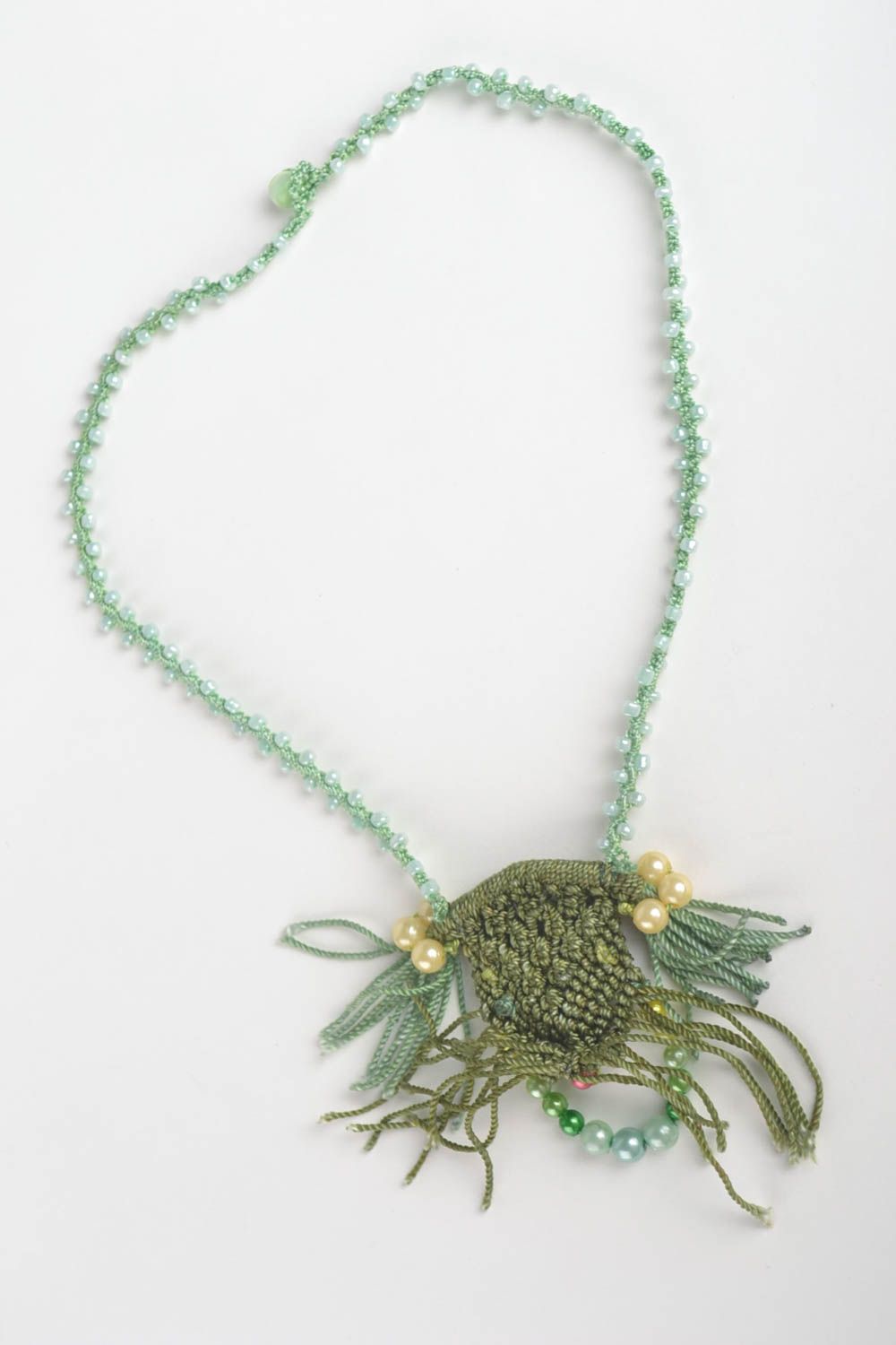 Handmade pendant beaded pendant designer jewelry macrame pendant unusual jewelry photo 3
