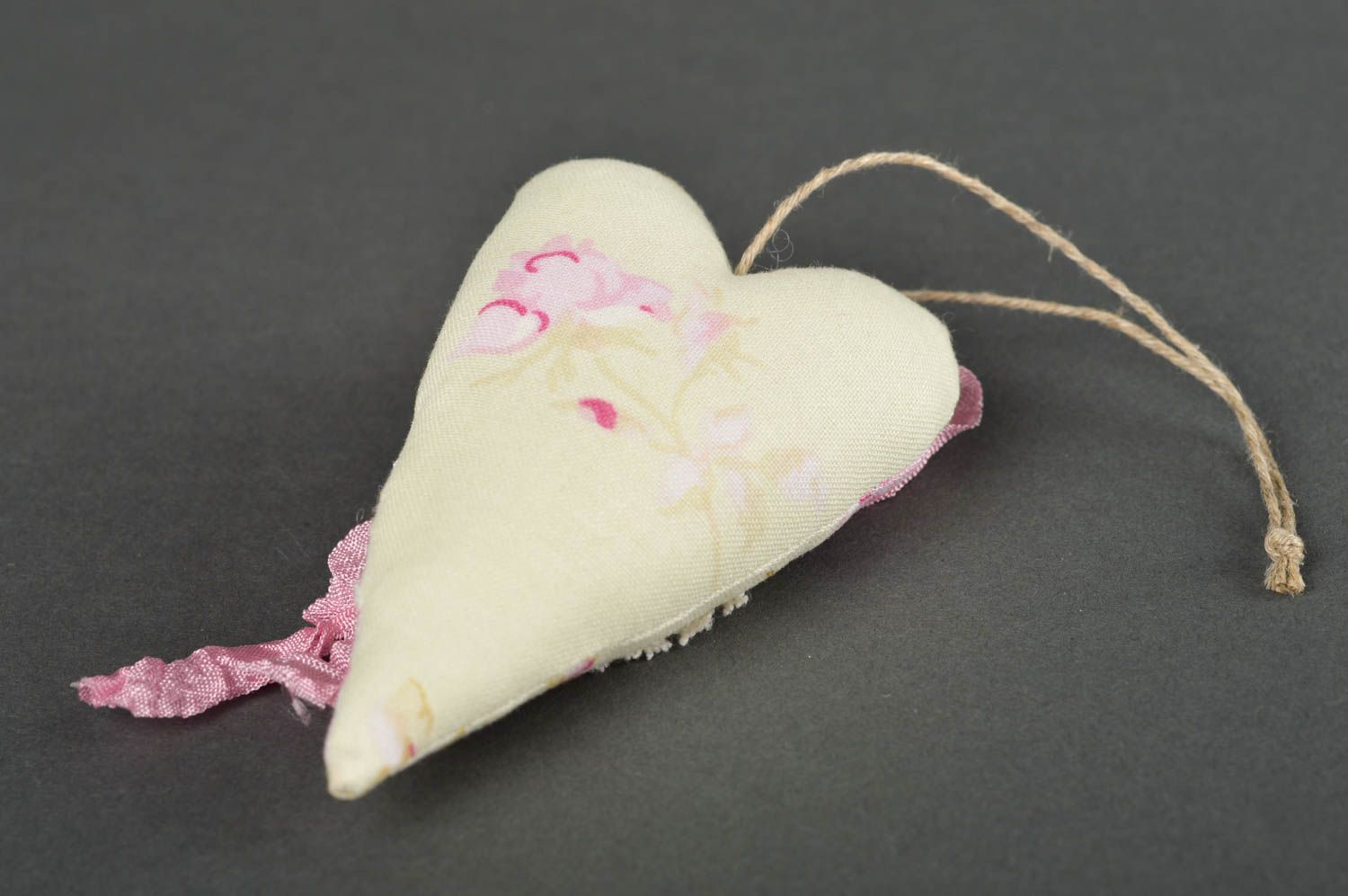 Coeur à suspendre fait main Accessoire design rose coton petit Déco intérieur photo 5
