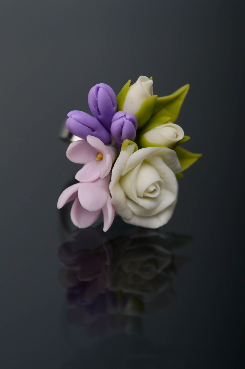 Belle bague en porcelaine froide originale Bouquet de printemps photo 4
