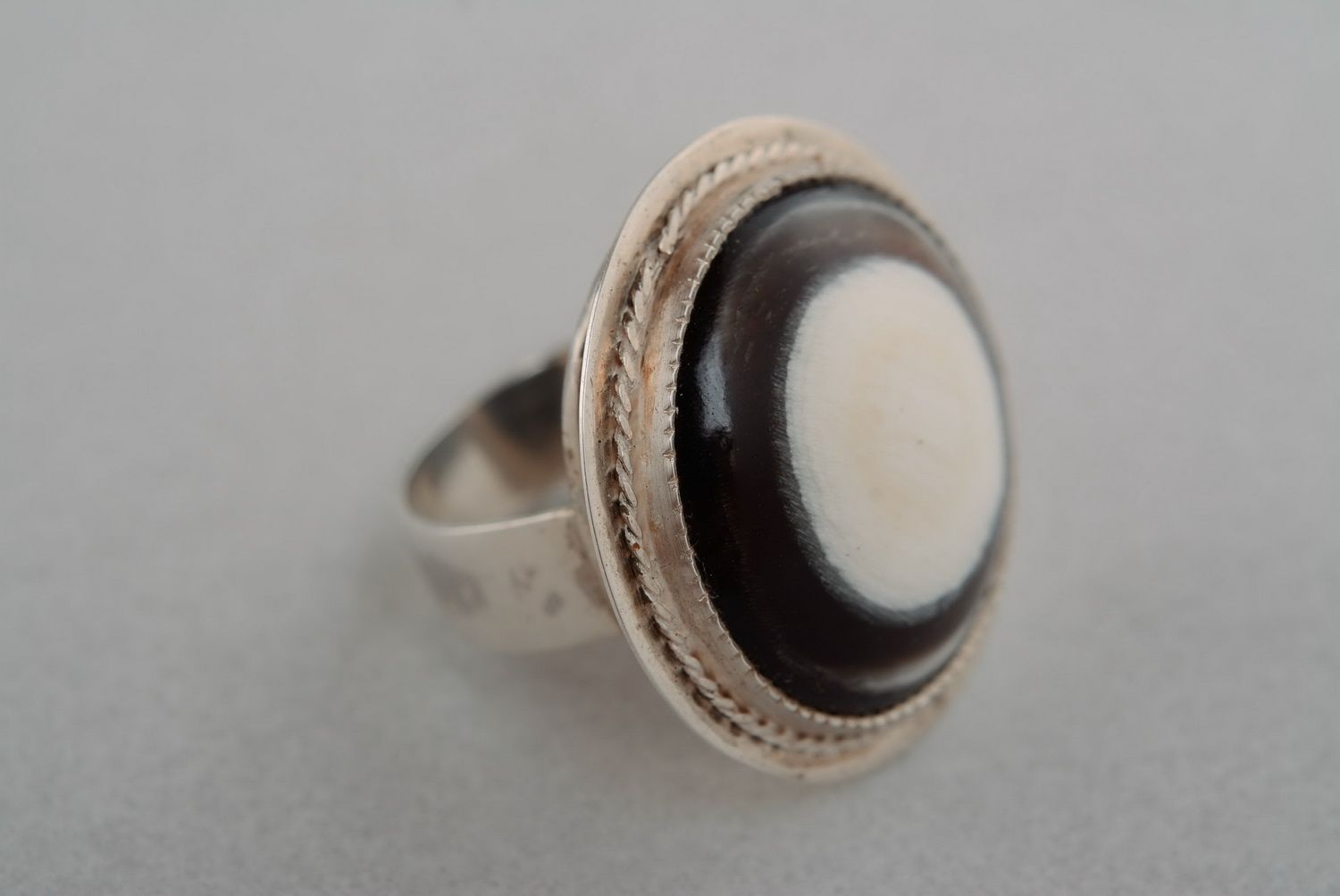 Silver ring with a horn photo 4