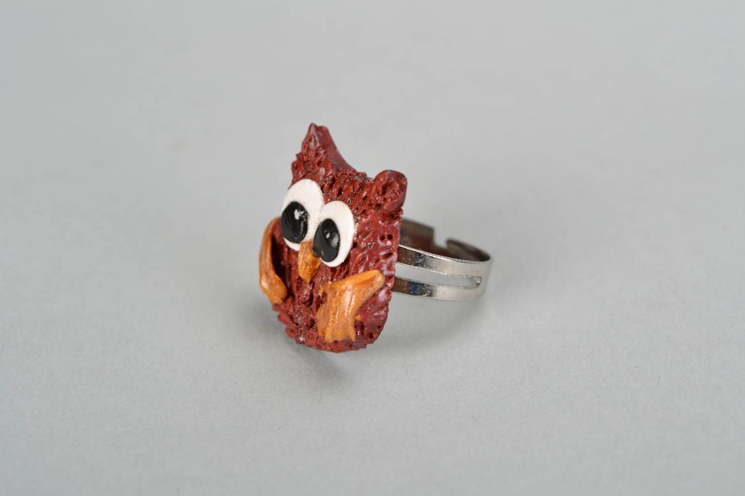 polymer clay ring Baby owl photo 3