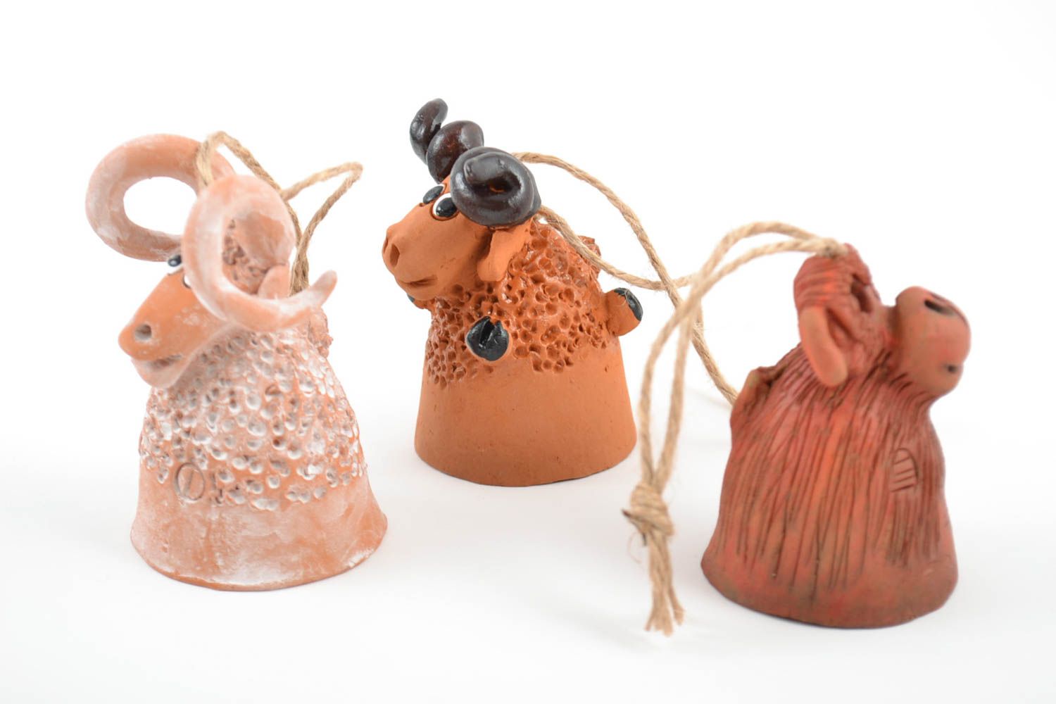 Campanelli d'autore in ceramica fatti a mano set di tre campanelli animali foto 4