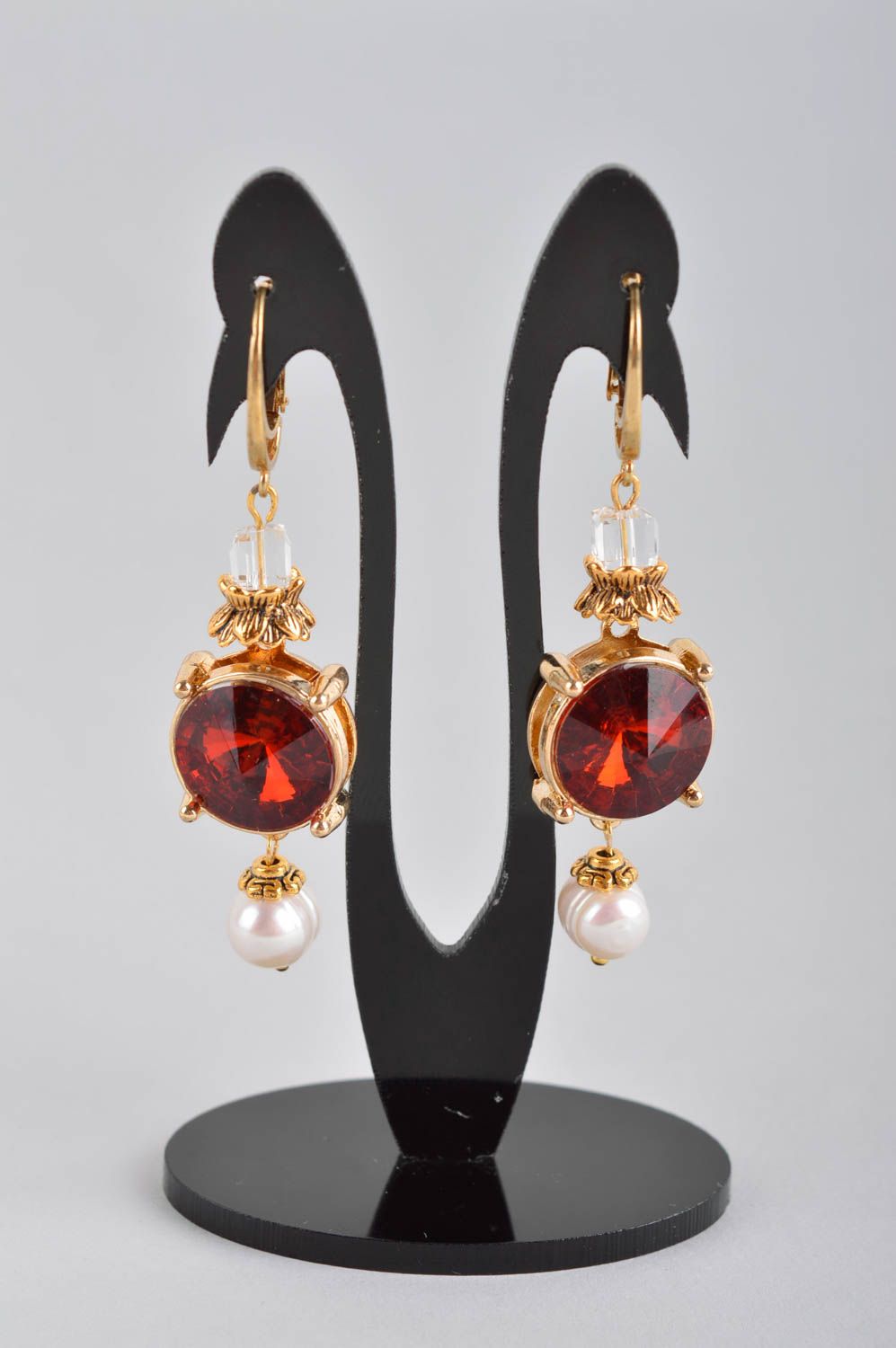 Handmade earrings designer accessories gemstone jewelry dangling earrings photo 2