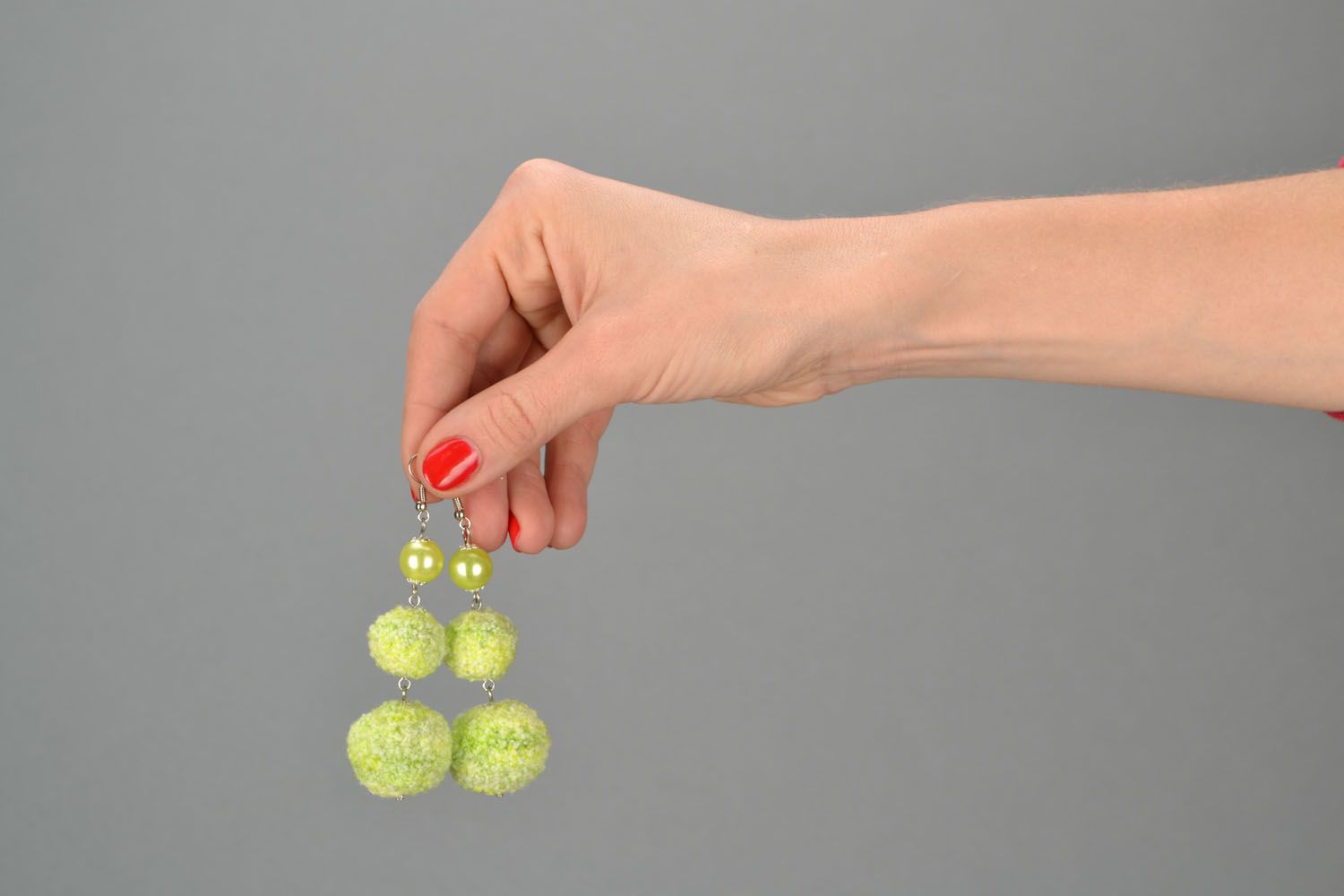 Long crochet earrings Green Flash photo 2