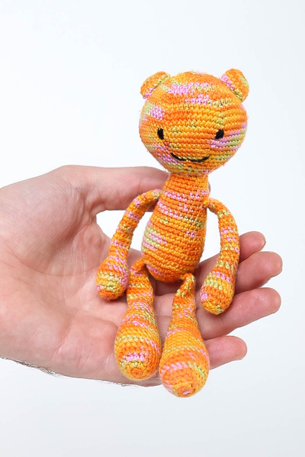 Handmade orange Kuscheltier Bär Stoff Spielzeug Geschenk für Mädchen klein foto 5
