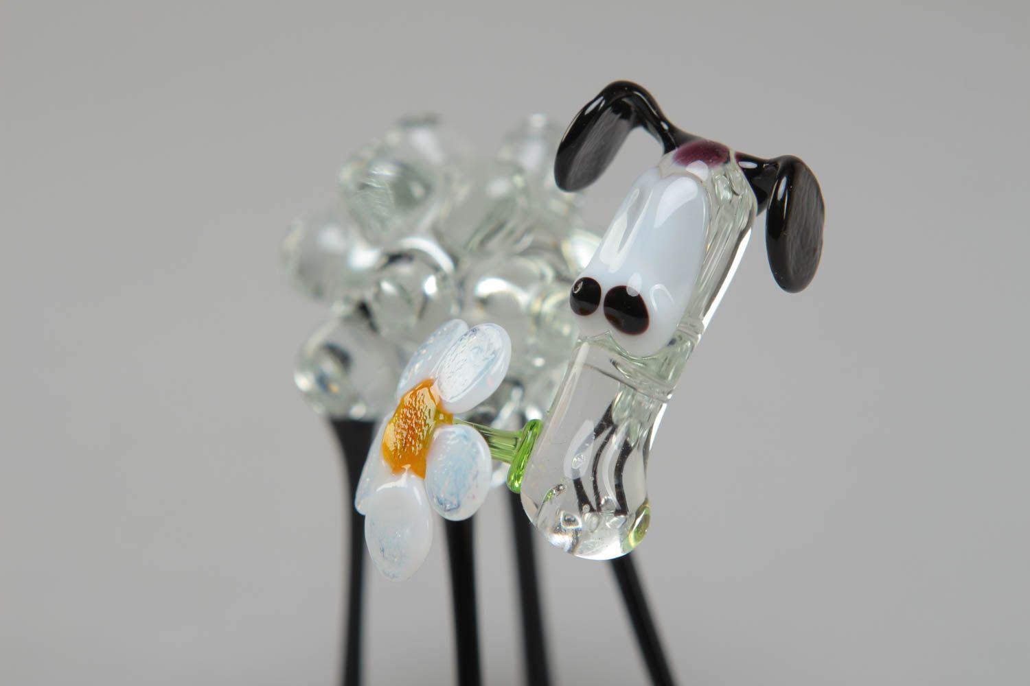 Figurine miniature en verre lampwork en forme de brebis faite main photo 2
