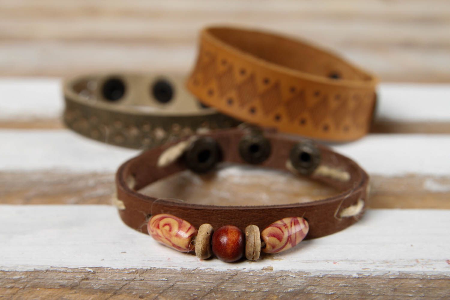 Unusual handmade unisex jewelry leather bracelet designs beautiful jewellery photo 1