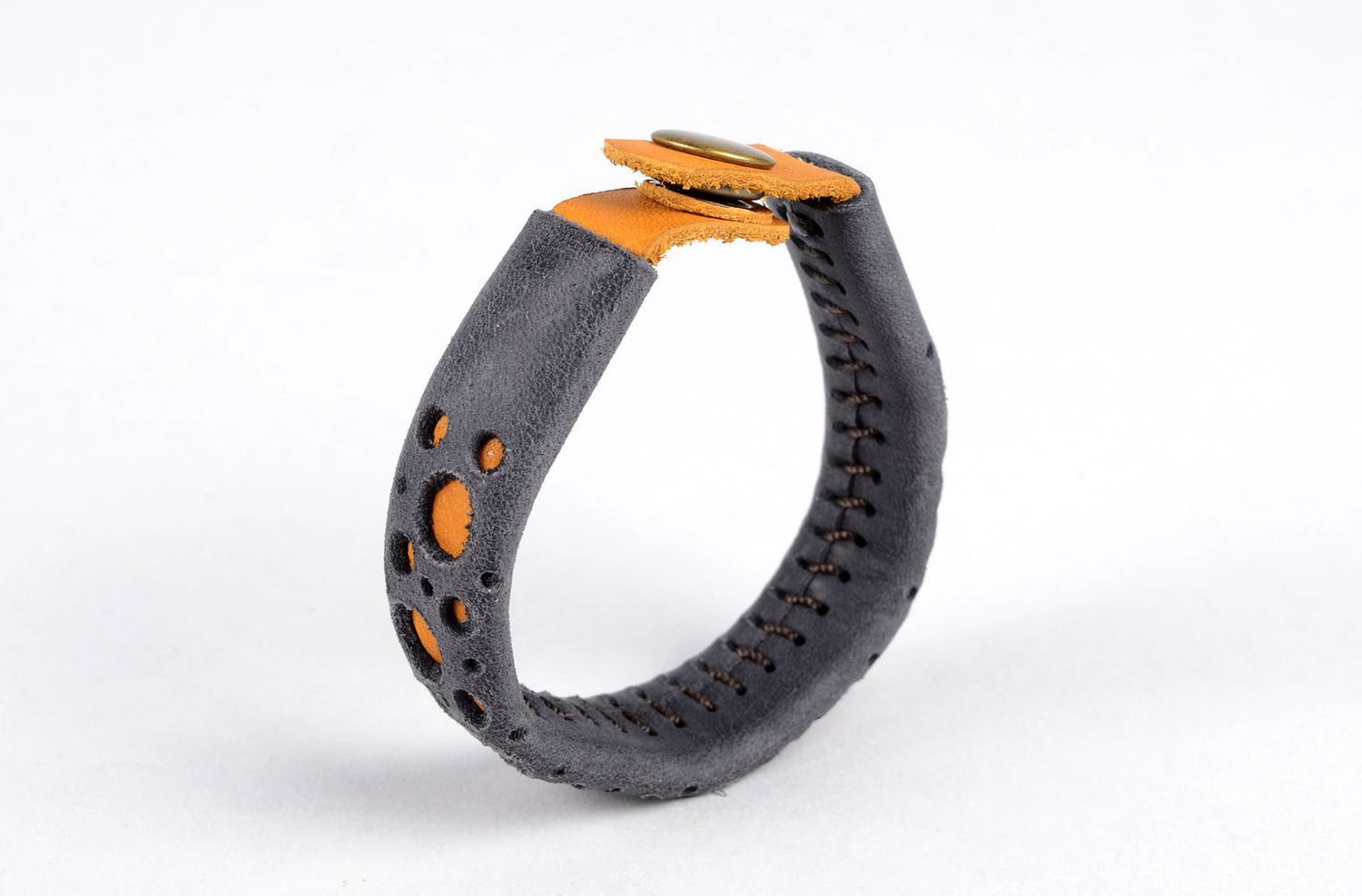 Handmade Designer Schmuck Leder Armband Accessoire für Frauen schwarz rot foto 3