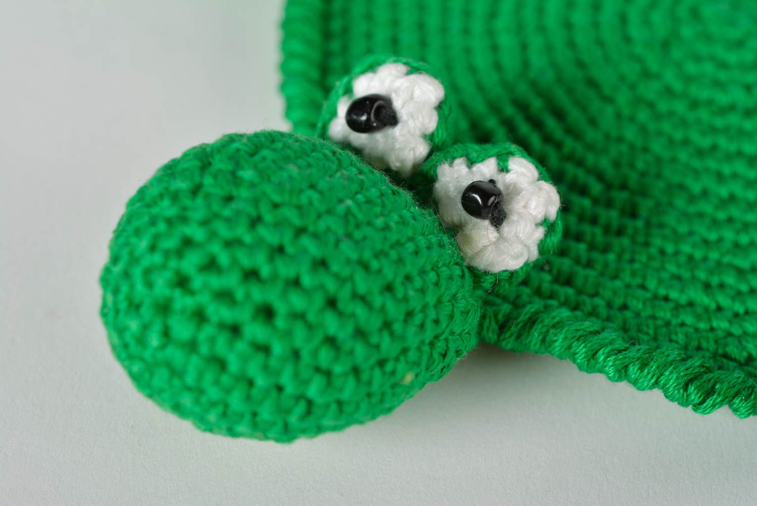 Dessous-de-verre au crochet fait main Déco cuisine en coton grenouille verte photo 3