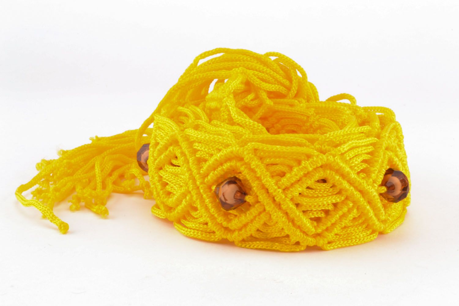 Cintura da donna intrecciata fatta a mano cinghia di fili gialla accessori donna foto 3