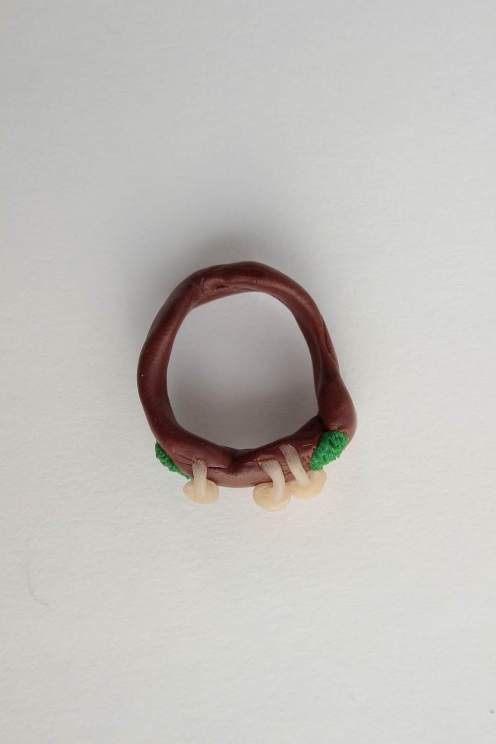 Brauner Frauen Ring handmade Polymer Schmuck Accessoire für Frauen Pilze  foto 5