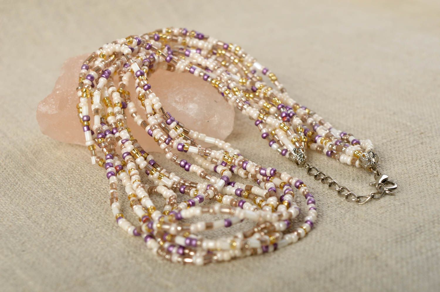 Multirow handmade bead necklace woven beaded necklace artisan jewelry designs photo 1
