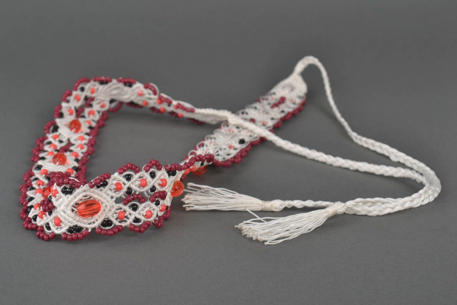 Beautiful handmade woven lace belt beaded belt design fashion accessories photo 2