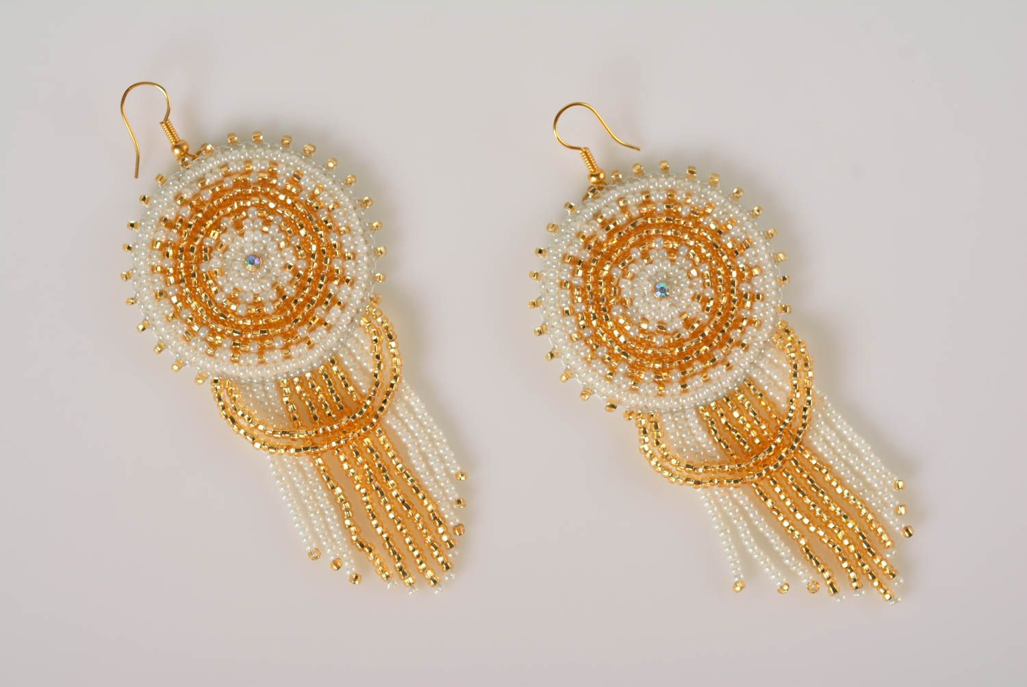 Boucles d'oreilles pendantes Bijou fait main en perles de rocaille Cadeau femme photo 3