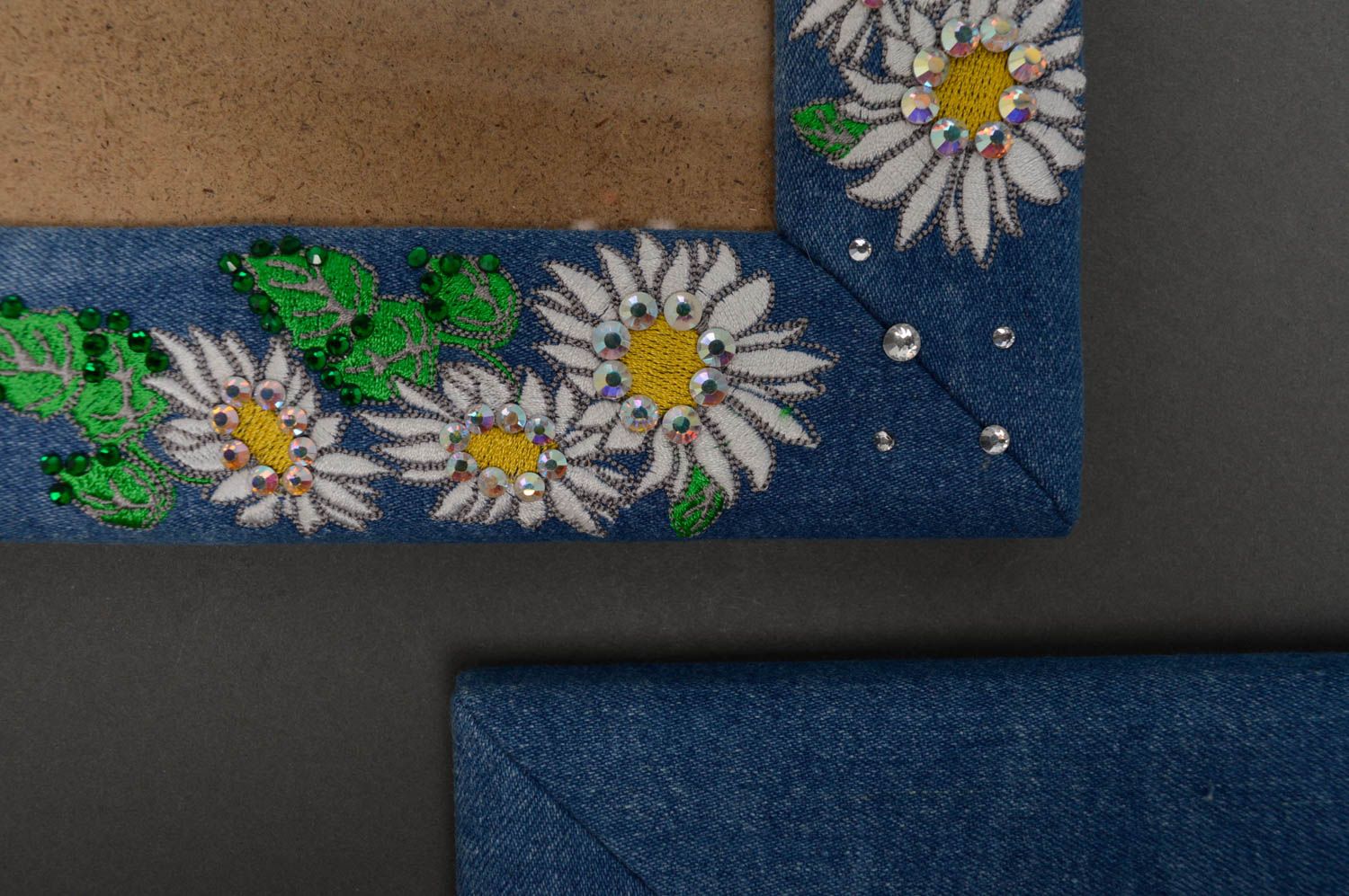 Cornice per foto di jeans fatta a mano portaritratti morbido cornice fiori
 foto 4