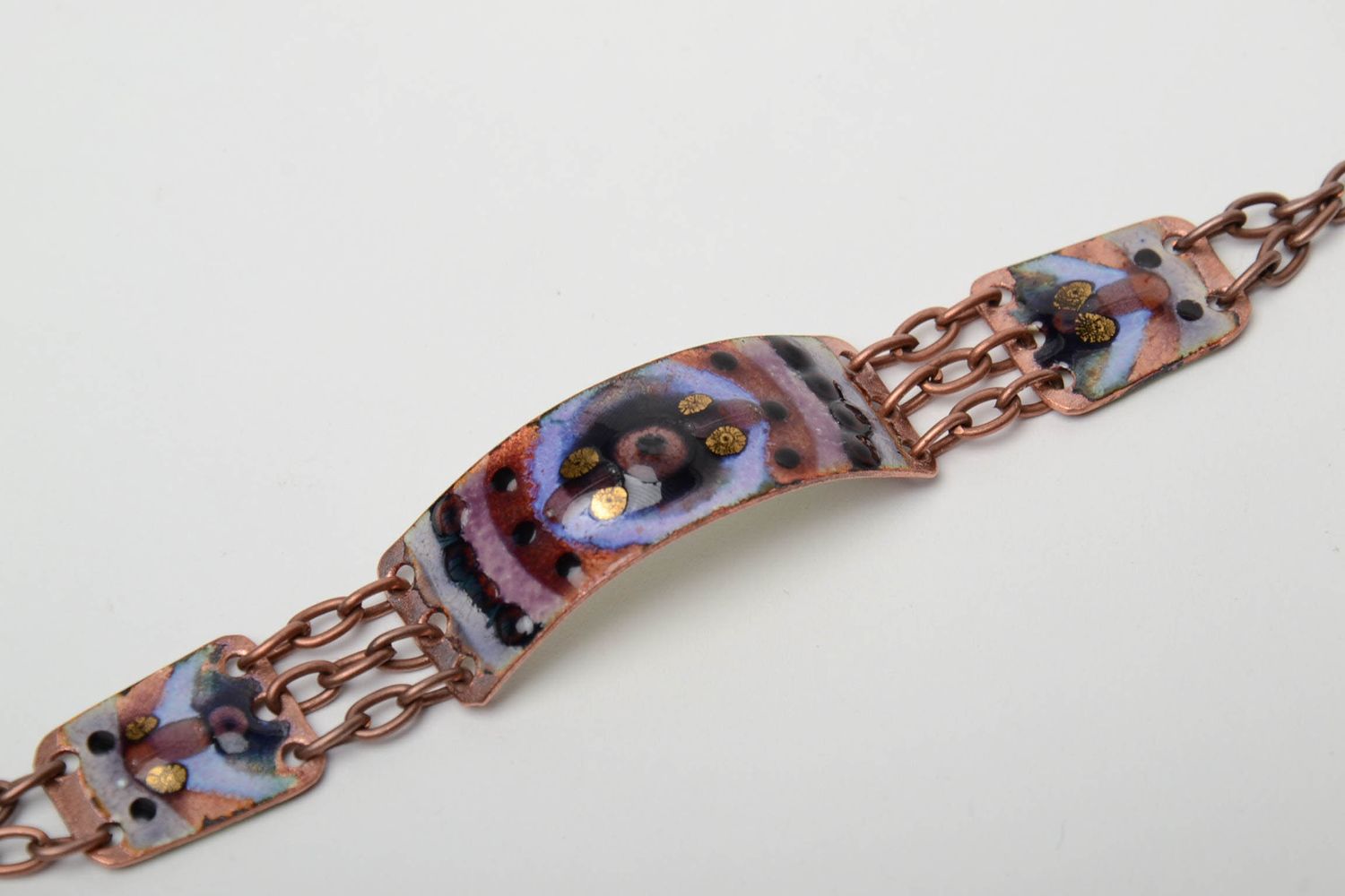 Copper bracelet decorated with enamel painting photo 4