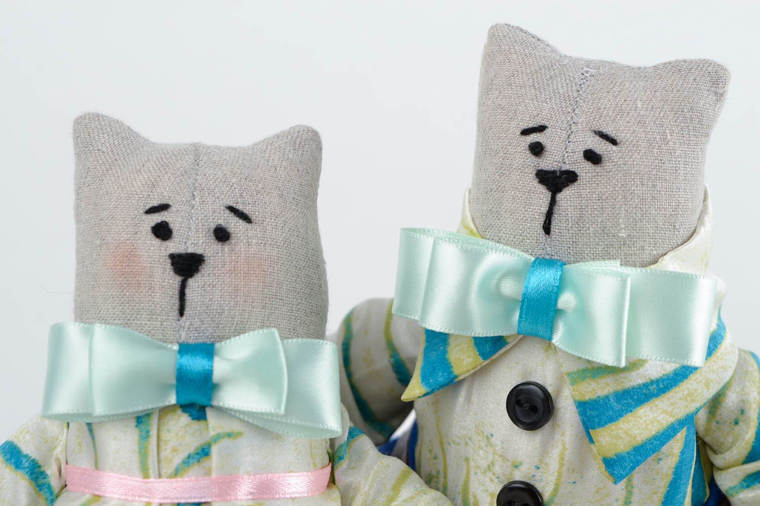 Игрушки котики пара тканевые игрушки ручной работы интересные подарки для дома фото 3