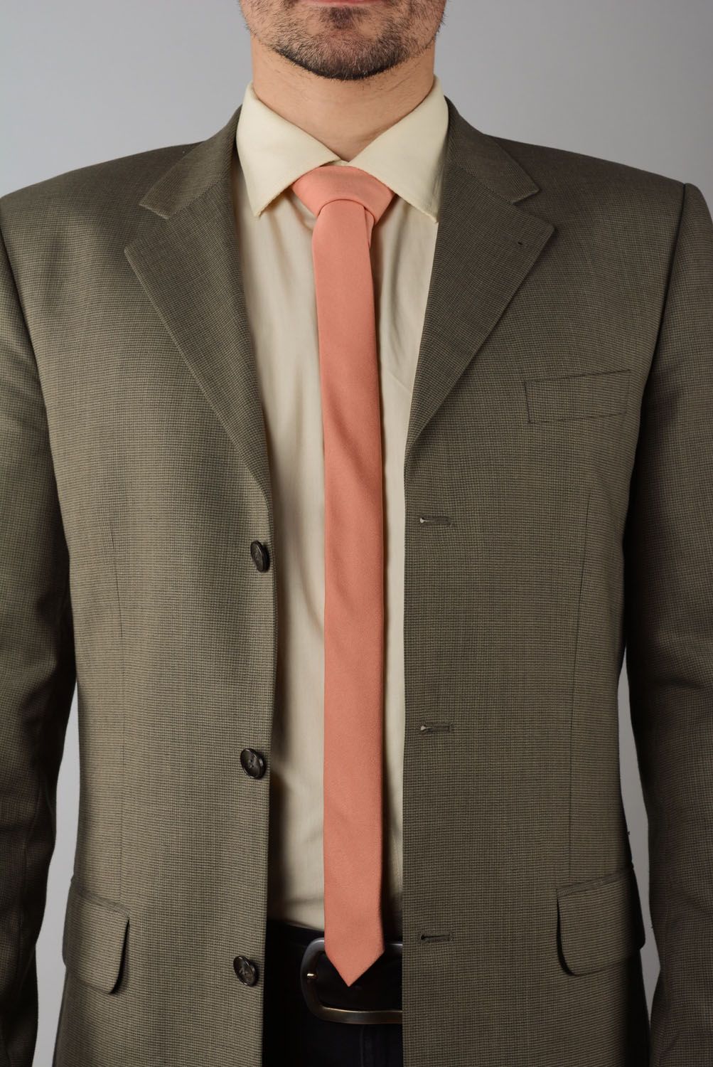 Cravate rose en gabardine faite main photo 1
