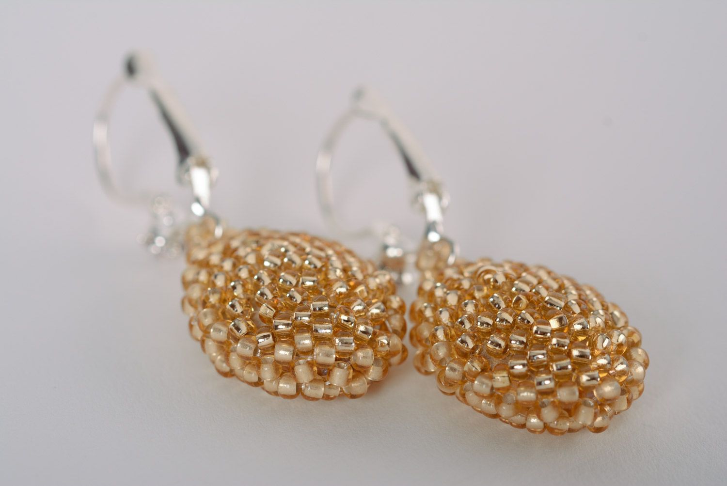 Handmade Ohrringe aus Glasperlen mit Glas Cabochon Frauen Schmuck schön  foto 5