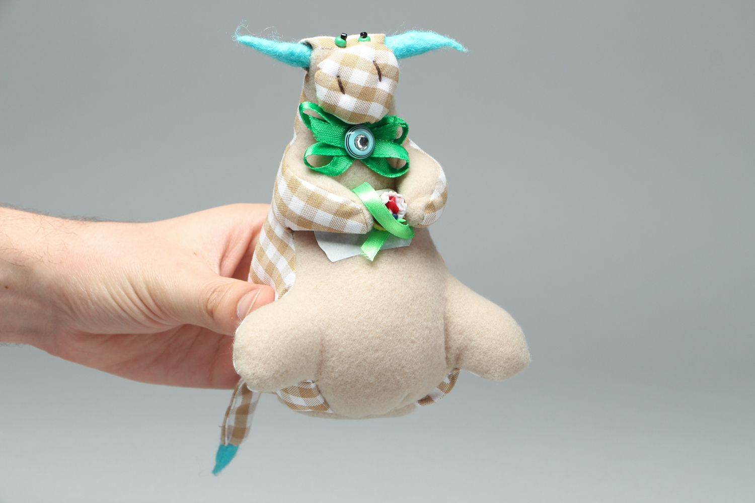 Handmade cotton and fleece soft toy Bull photo 4