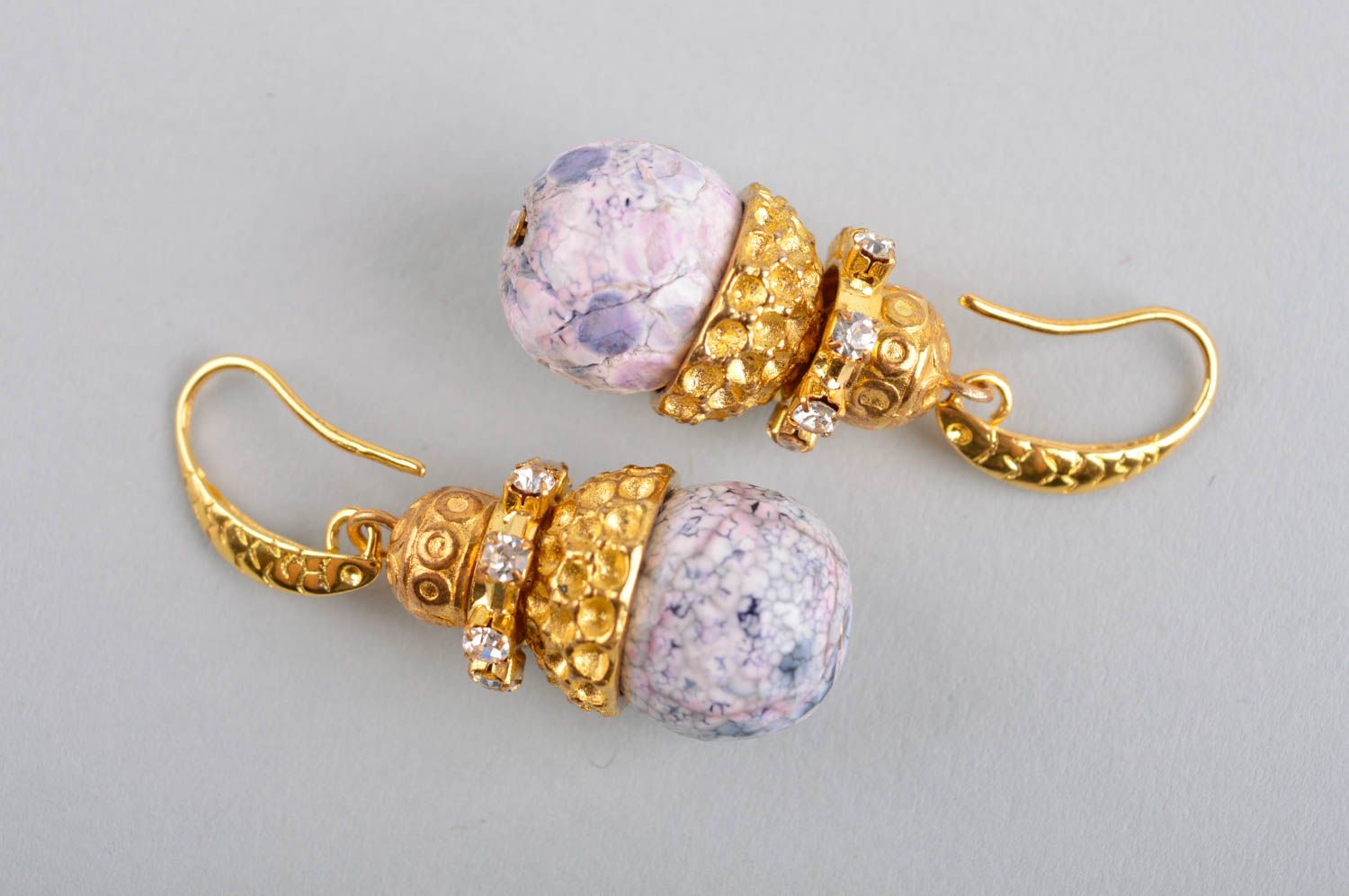 Agate jewelry handmade earrings dangling earrings designer accessories photo 5