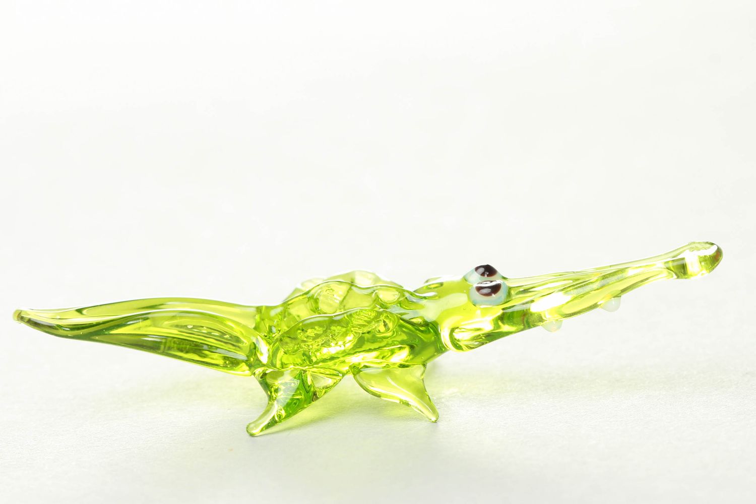 Homemade glass statuette Green Crocodile photo 2