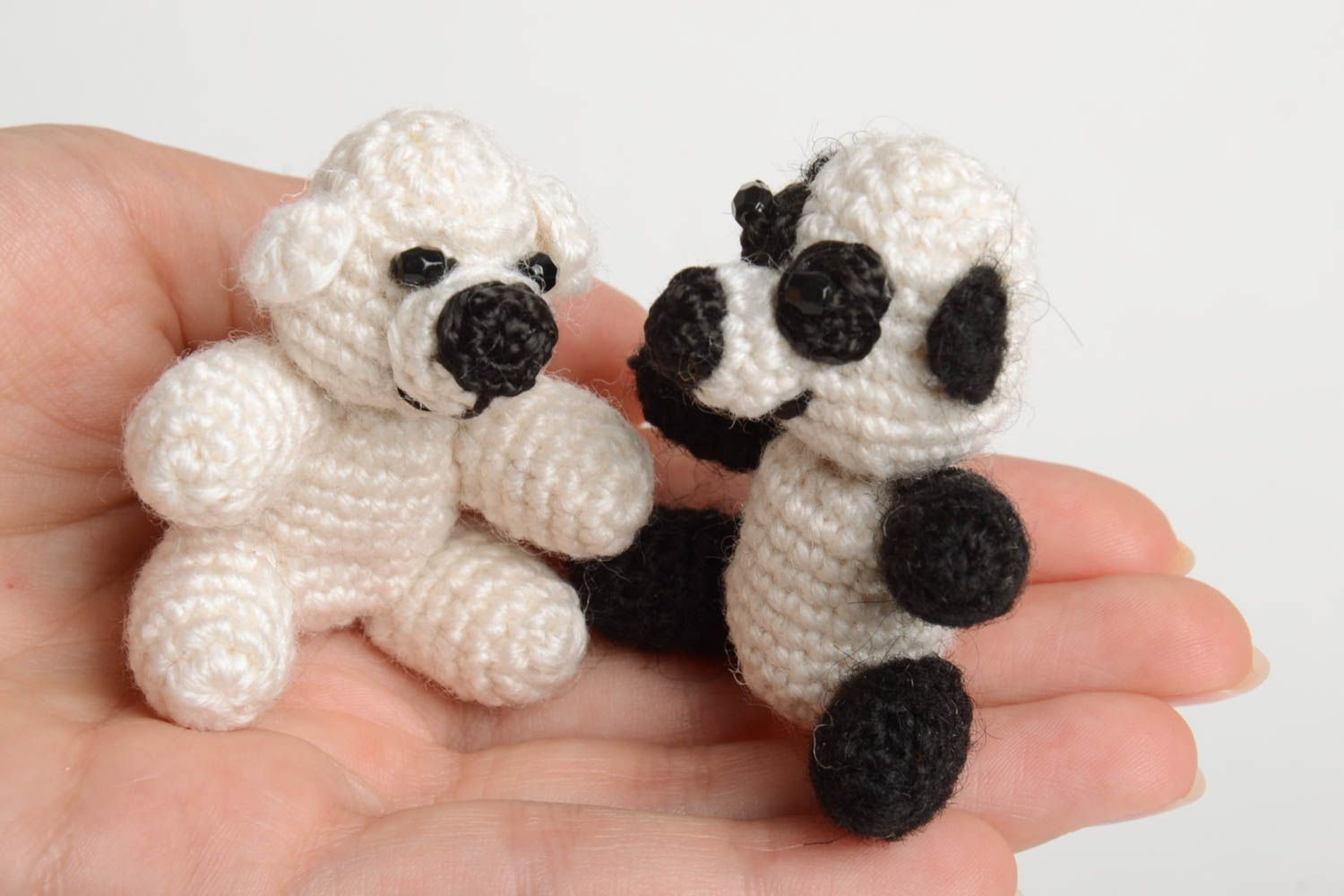 Jouets tricotés Peluches faites main en coton Cadeau enfant original ours panda photo 5