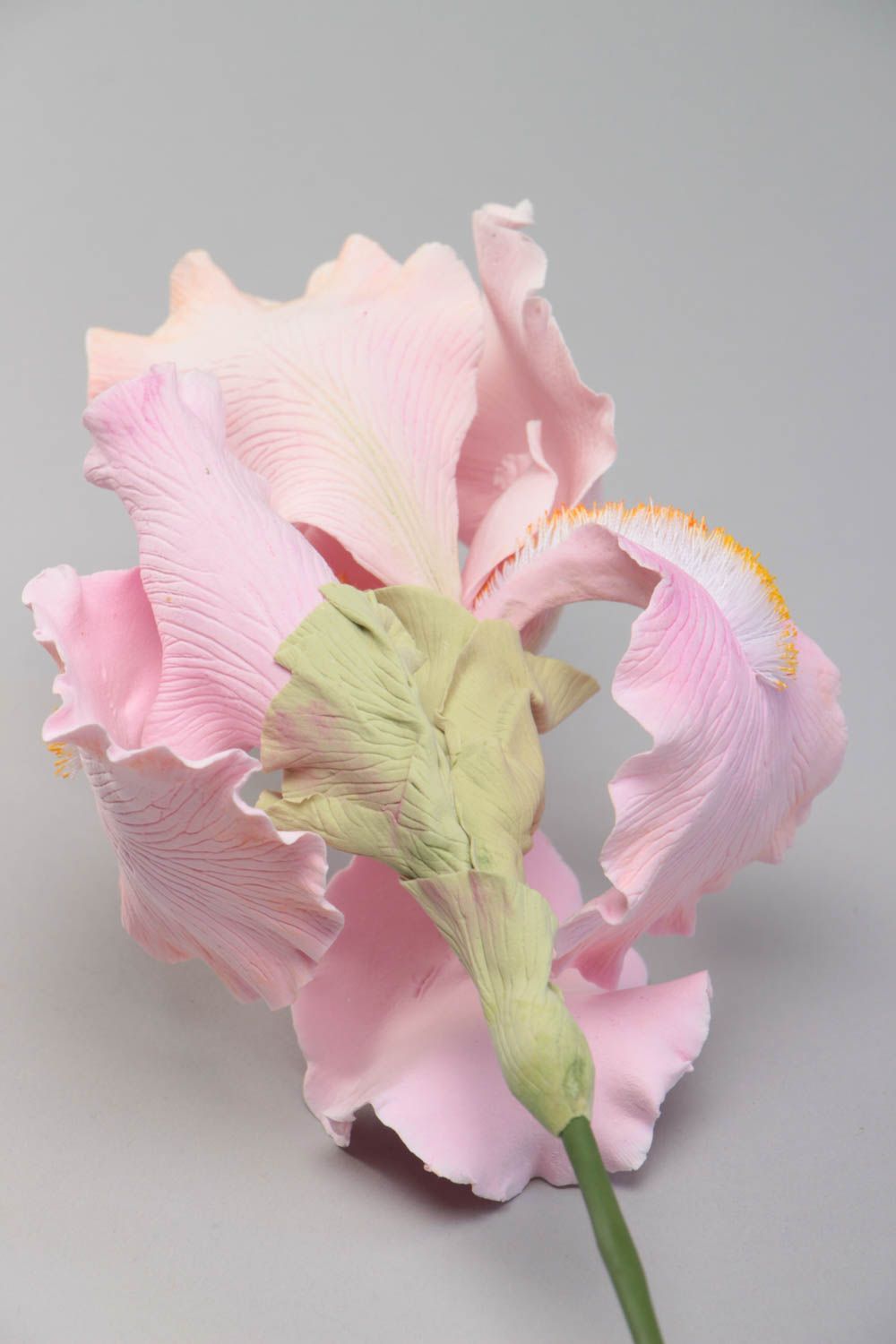 Fleur artificielle iris rose en pâte polymère faite main décor pour maison photo 4