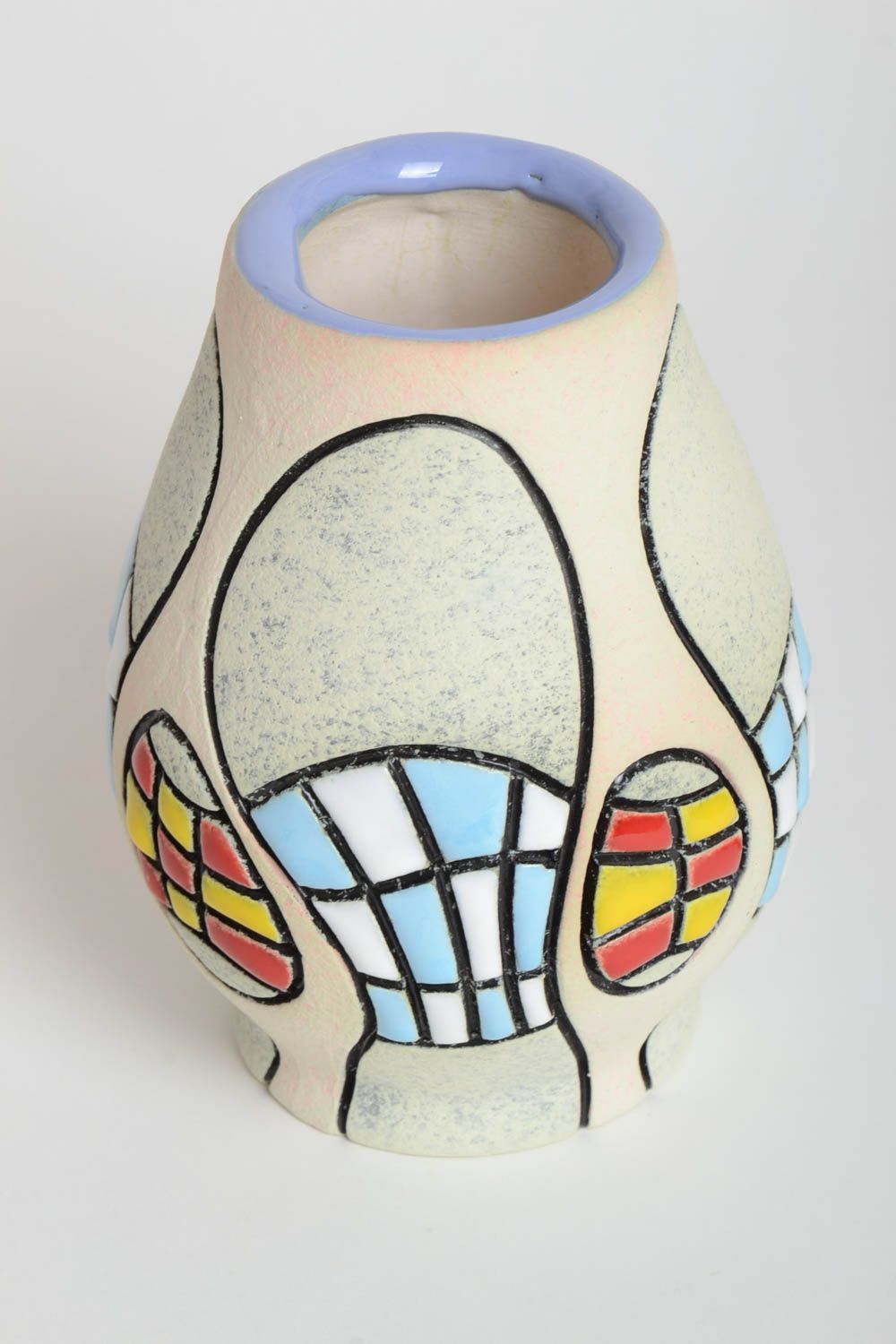 Vase à fleurs fait main Vase design céramique original peint Déco maison photo 5