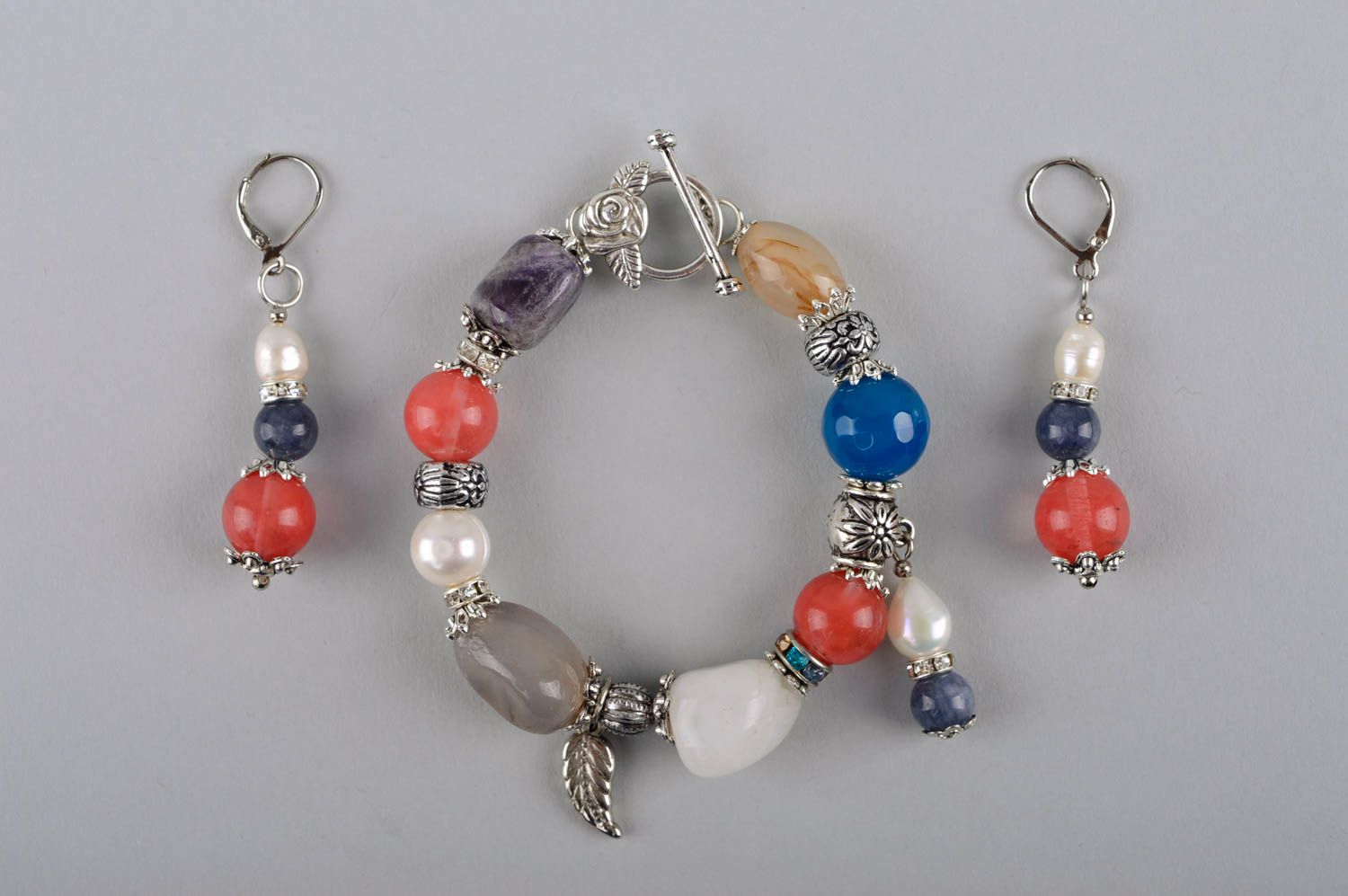 Natural stone jewelry handmade long earrings fashion bijouterie stylish bracelet photo 2