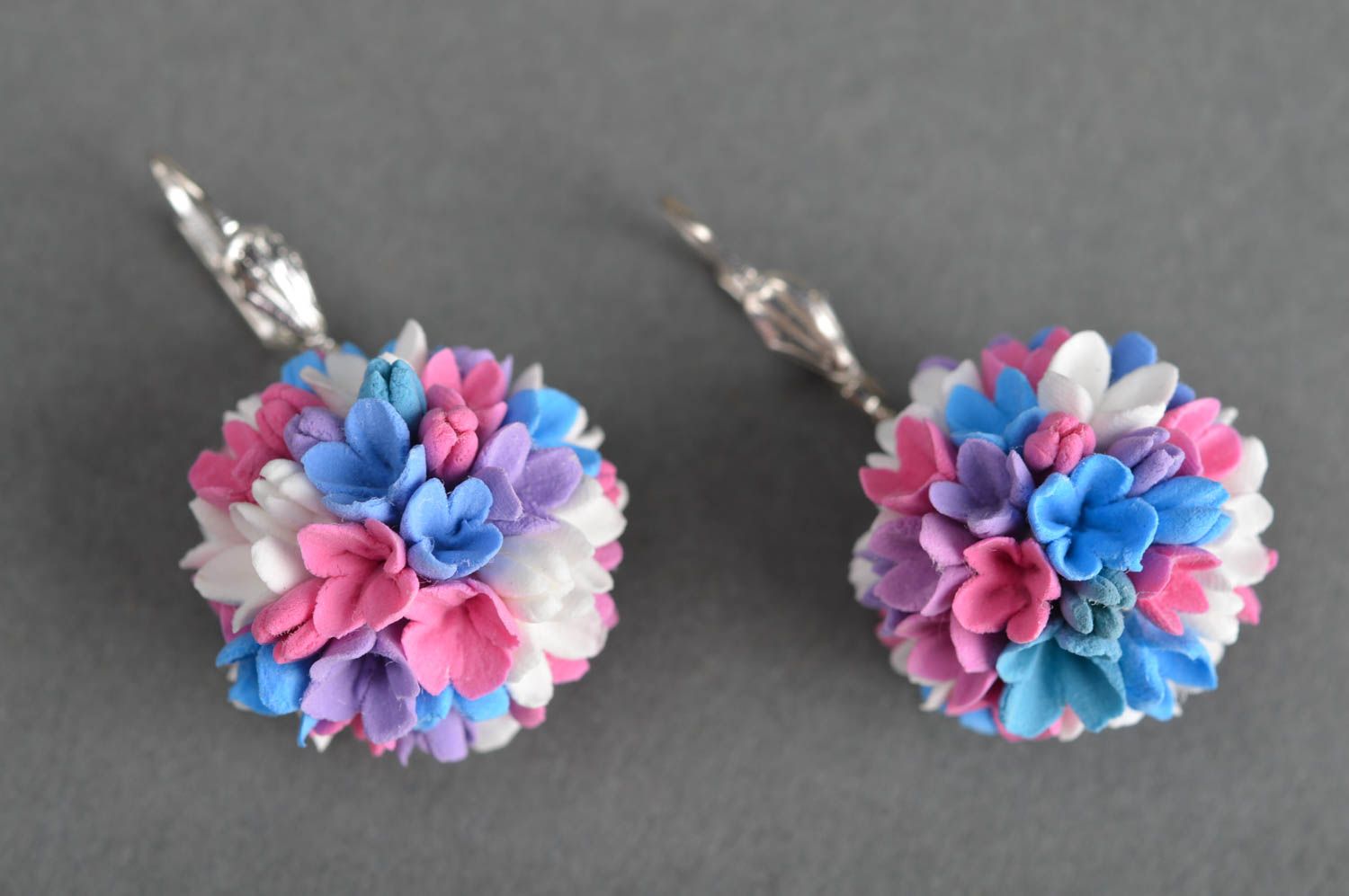 Bright beautiful earrings made of clay designer handmade jewelry Summer Bouquet photo 2