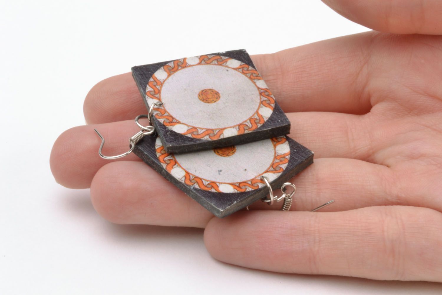 Square polymer clay earrings  photo 2