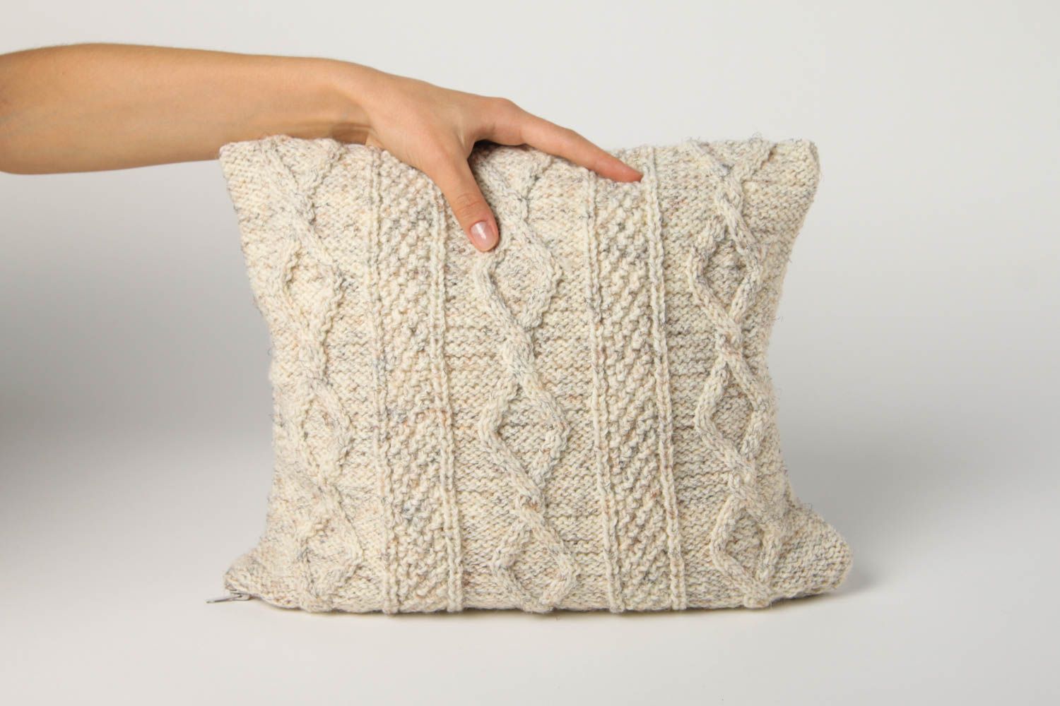 Knitted pillow woolen home decor handmade sofa cushion designer gift for her photo 2