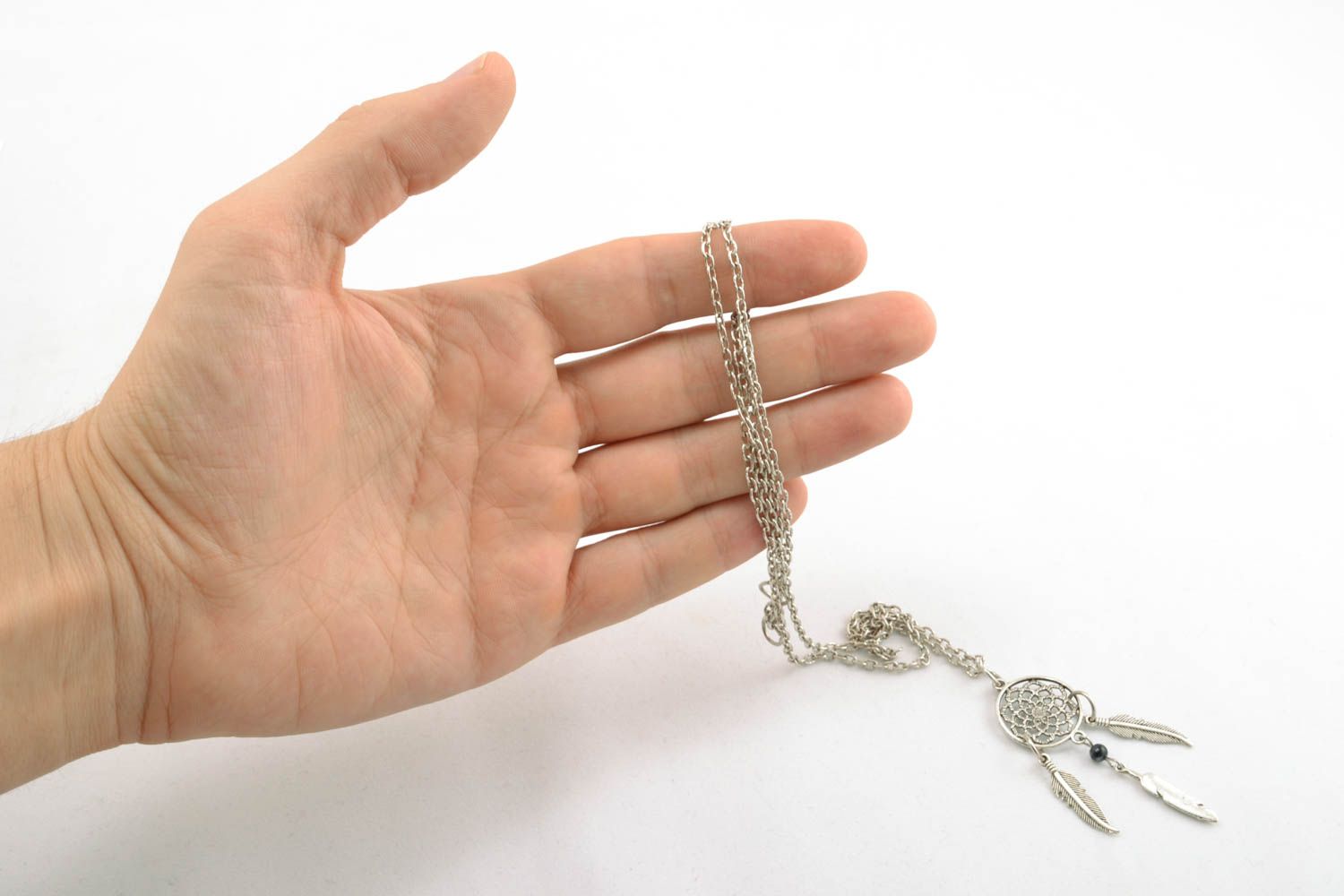 Metal pendant with long chain photo 4